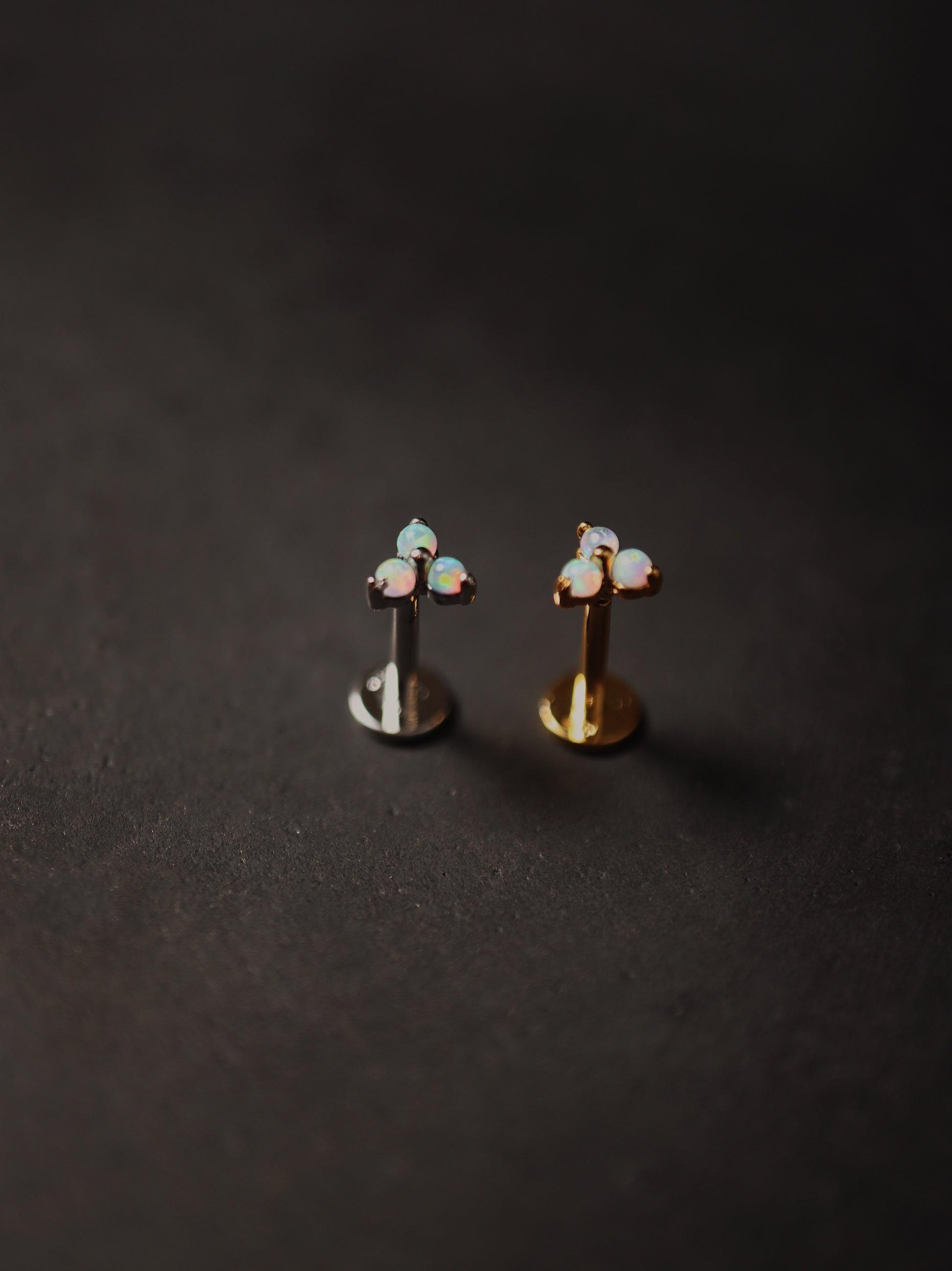 Silver925 Triple mini opal flat back piercing