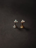 Silver925 Triple mini opal flat back piercing
