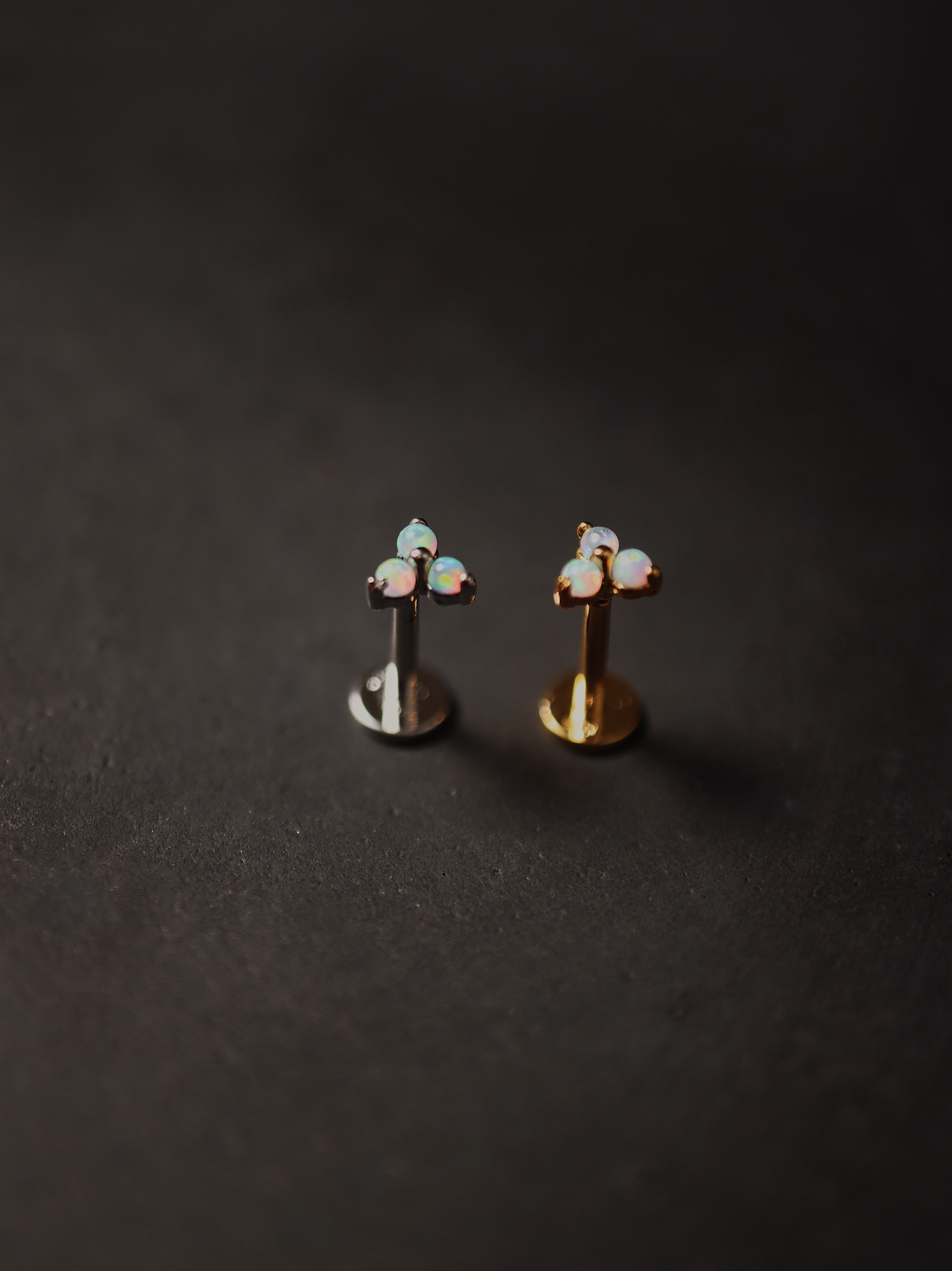 Silver925 Triple mini opal flat back piercing