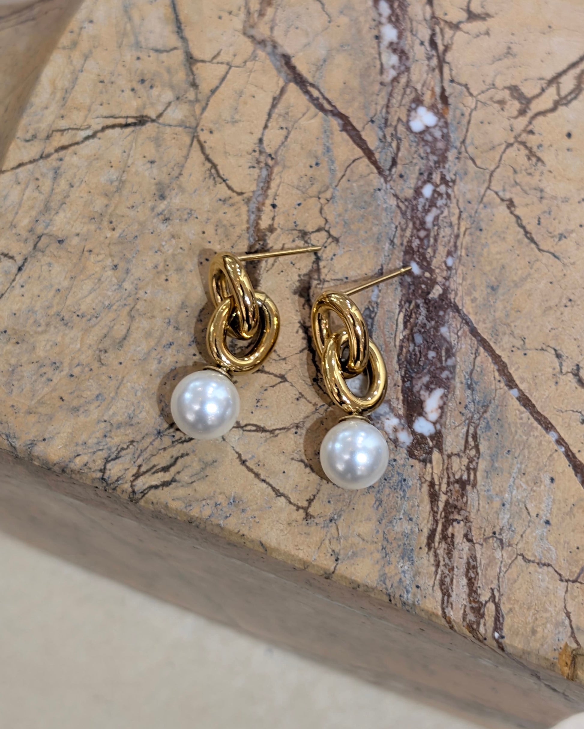 Stainless steel interlock earrings