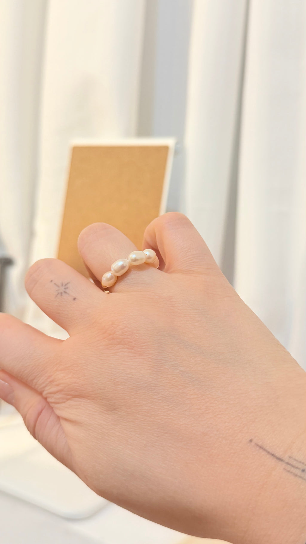 Raw pearl 925 silver ring