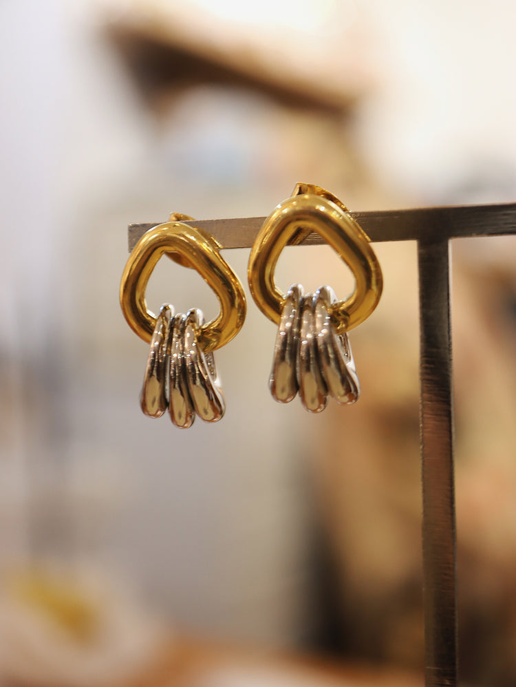Mix tone interlock earrings