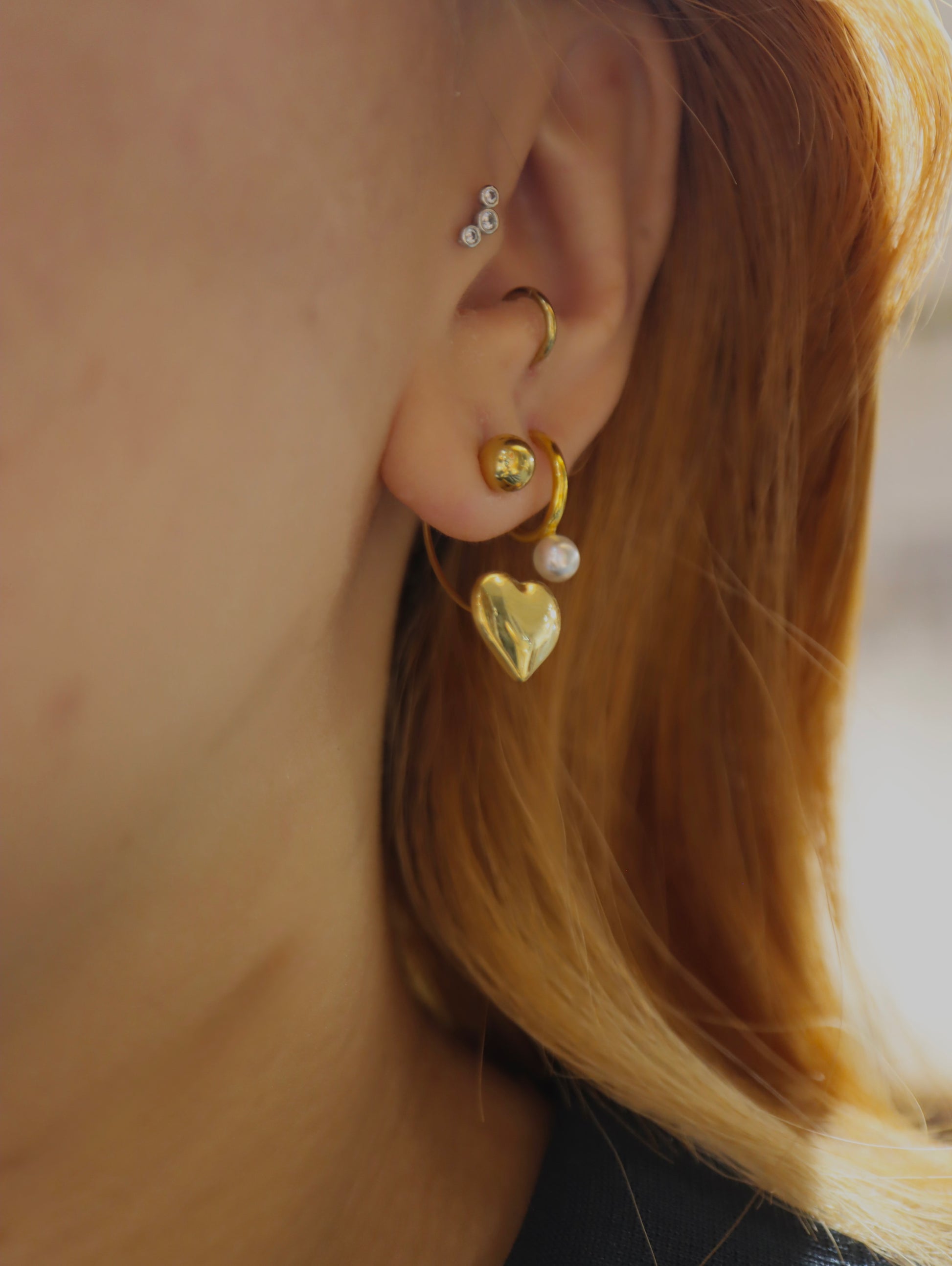 Drop heart stainless steel earrings