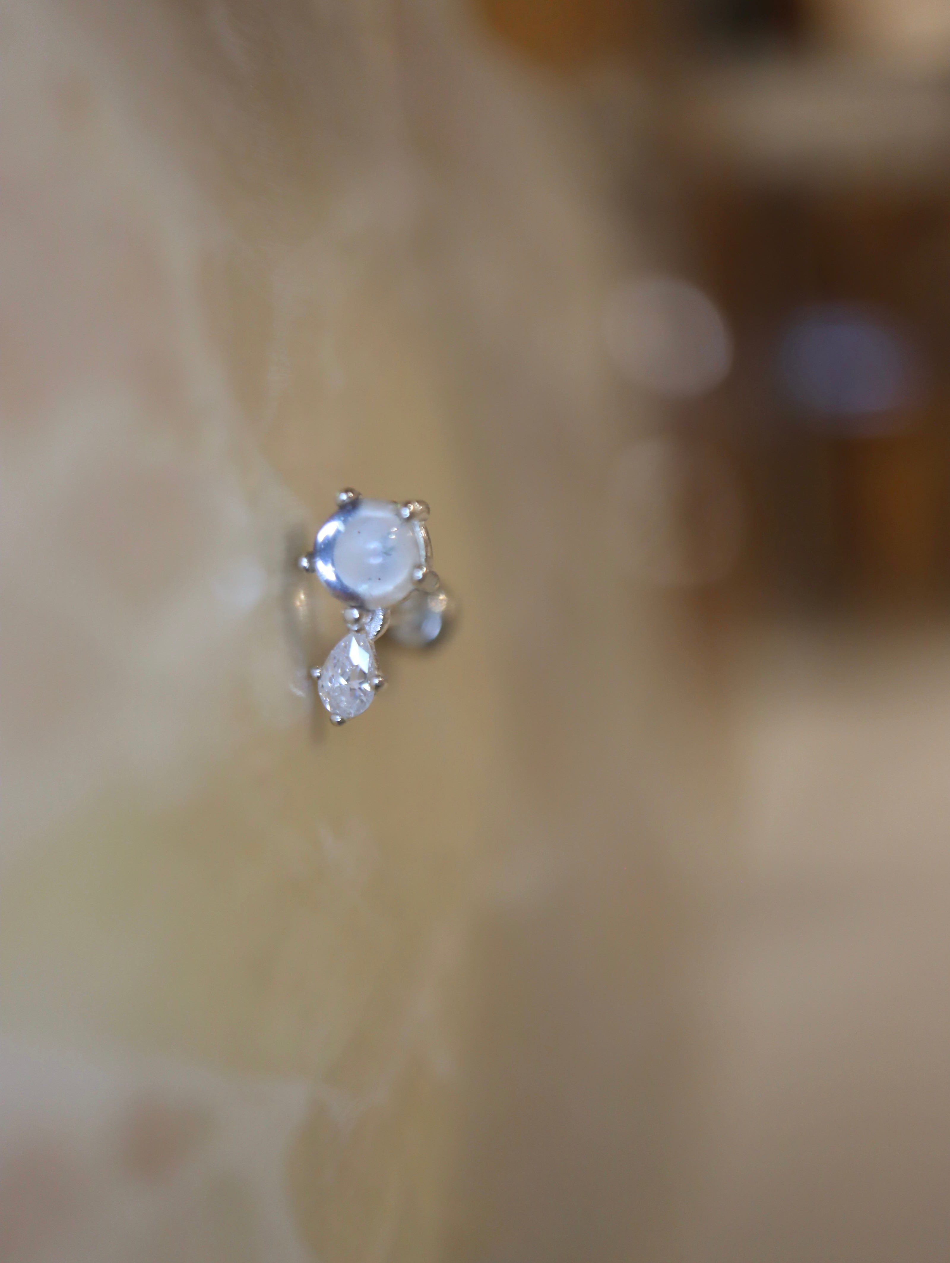 Glow Drop Stud 925 silver Earring Piercing (1pc)