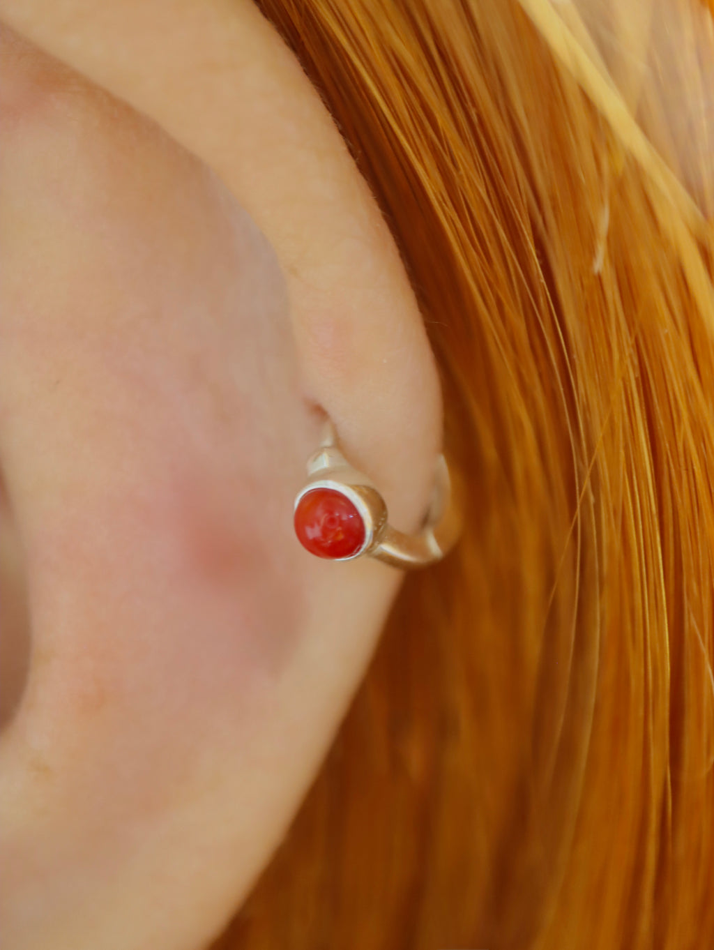 Mini Huggie hoop agate 925 silver earrings