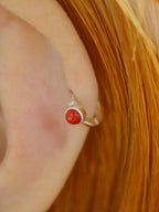 Mini Huggie hoop agate 925 silver earrings