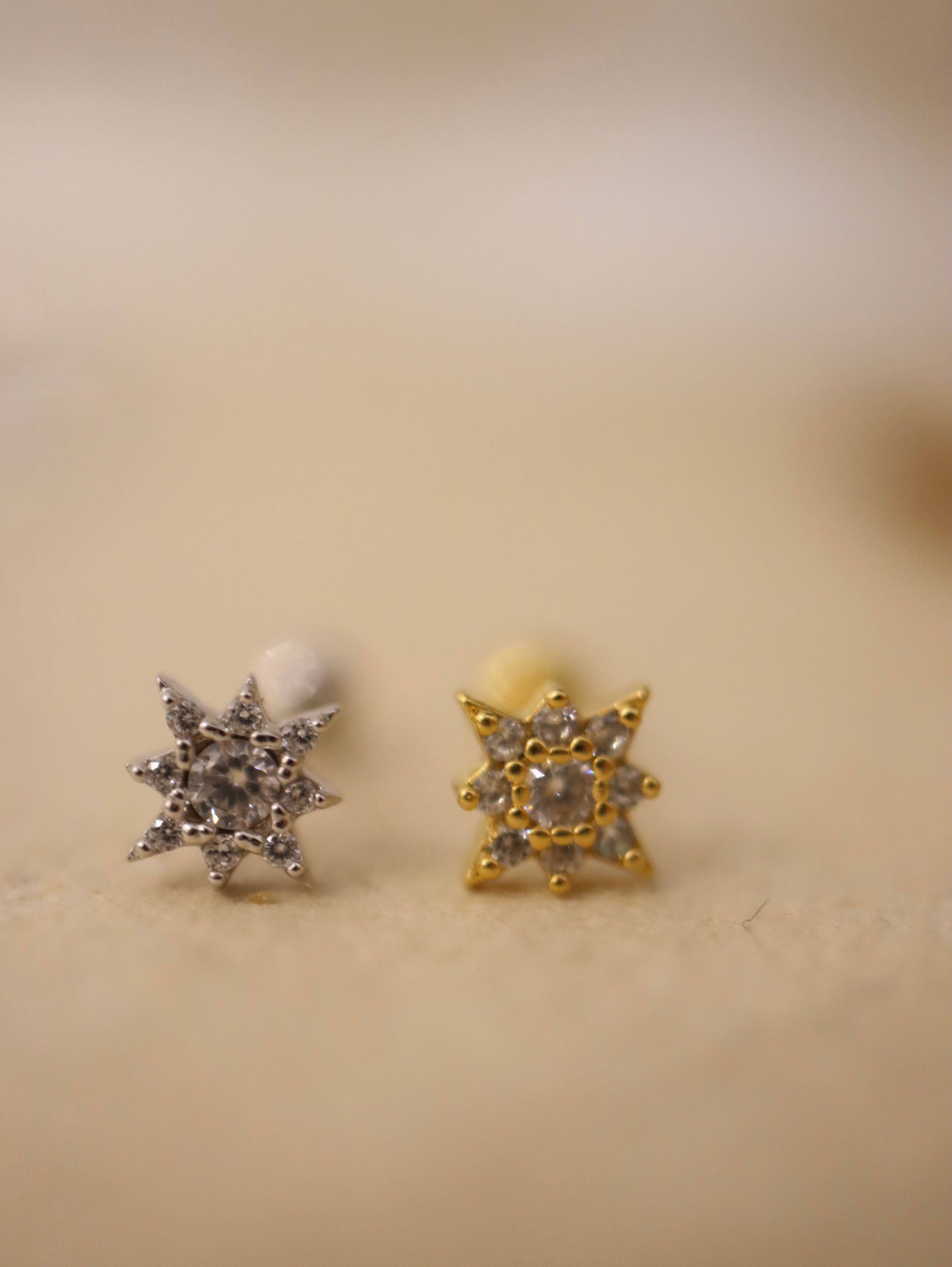 Astral Sparkle 925 Silver Piercing Stud Earring (1pc)