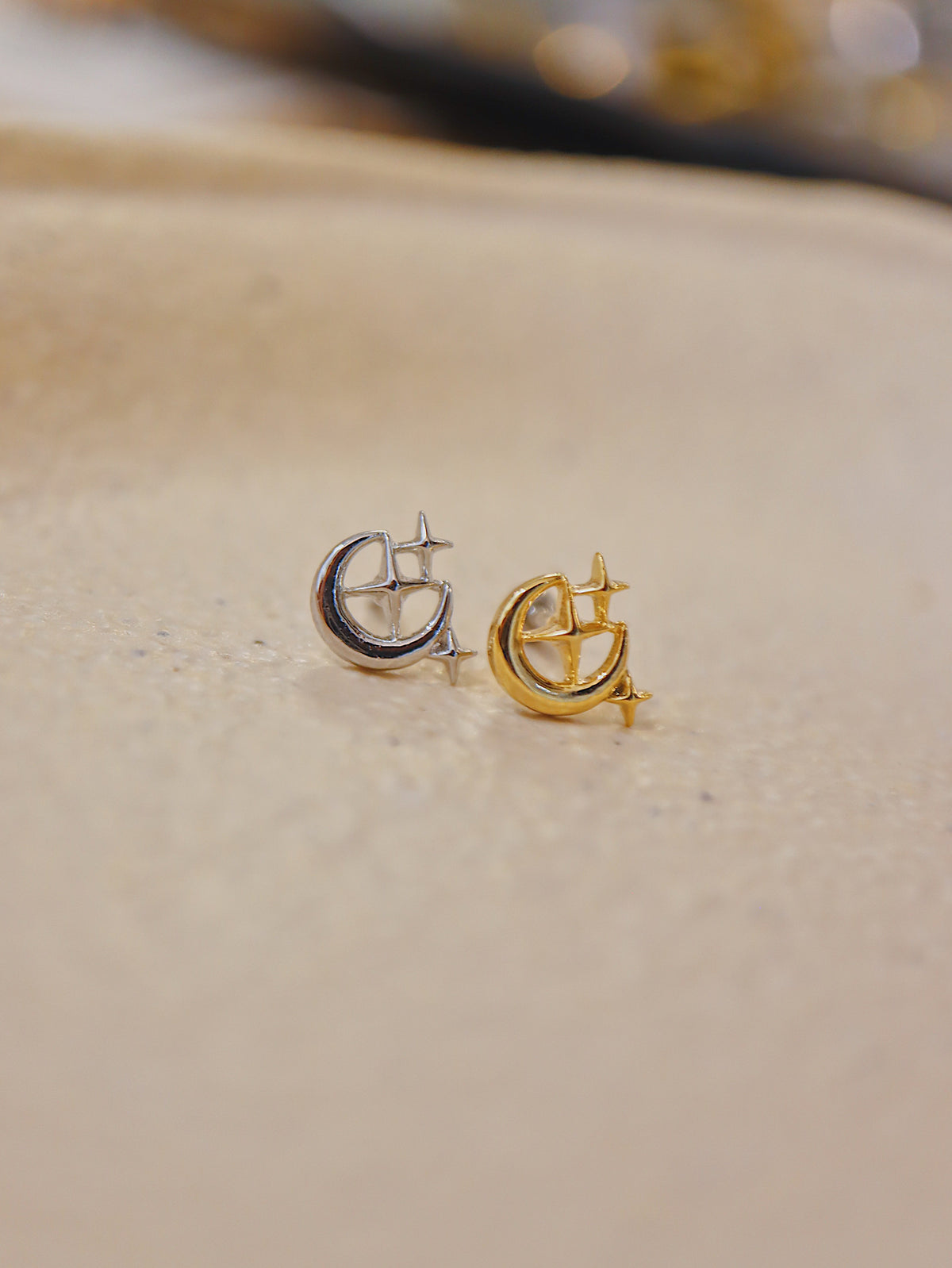 Starlit crescent surgical steel stud piercing