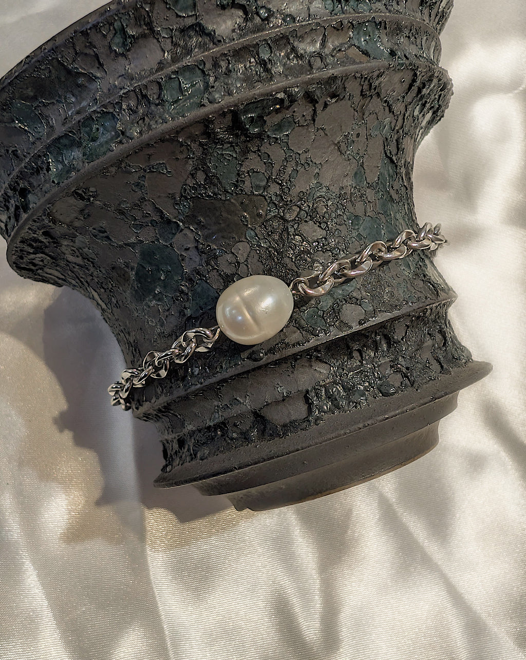 Pearl chain flexi stainless steel bracelet