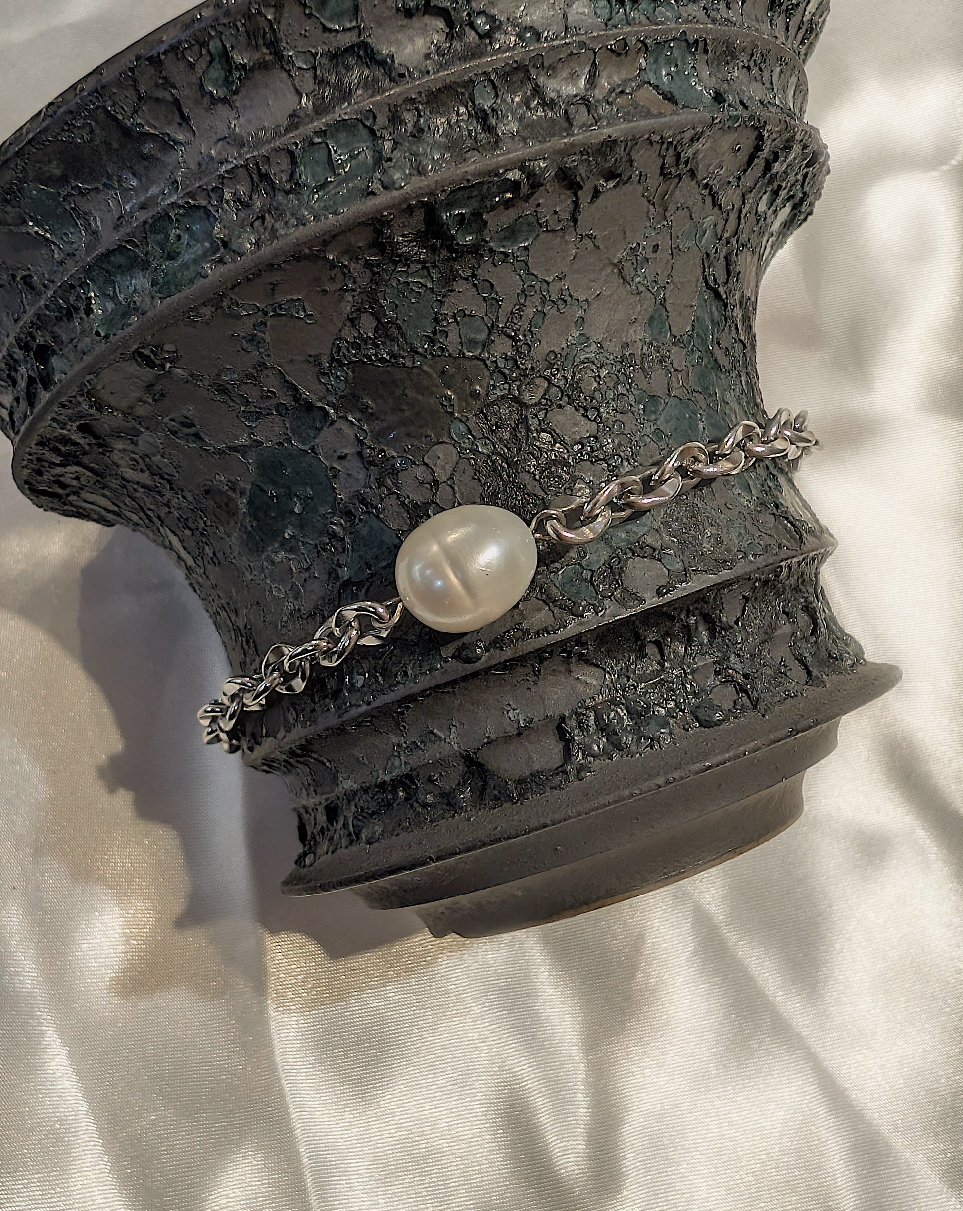 Pearl chain flexi stainless steel bracelet
