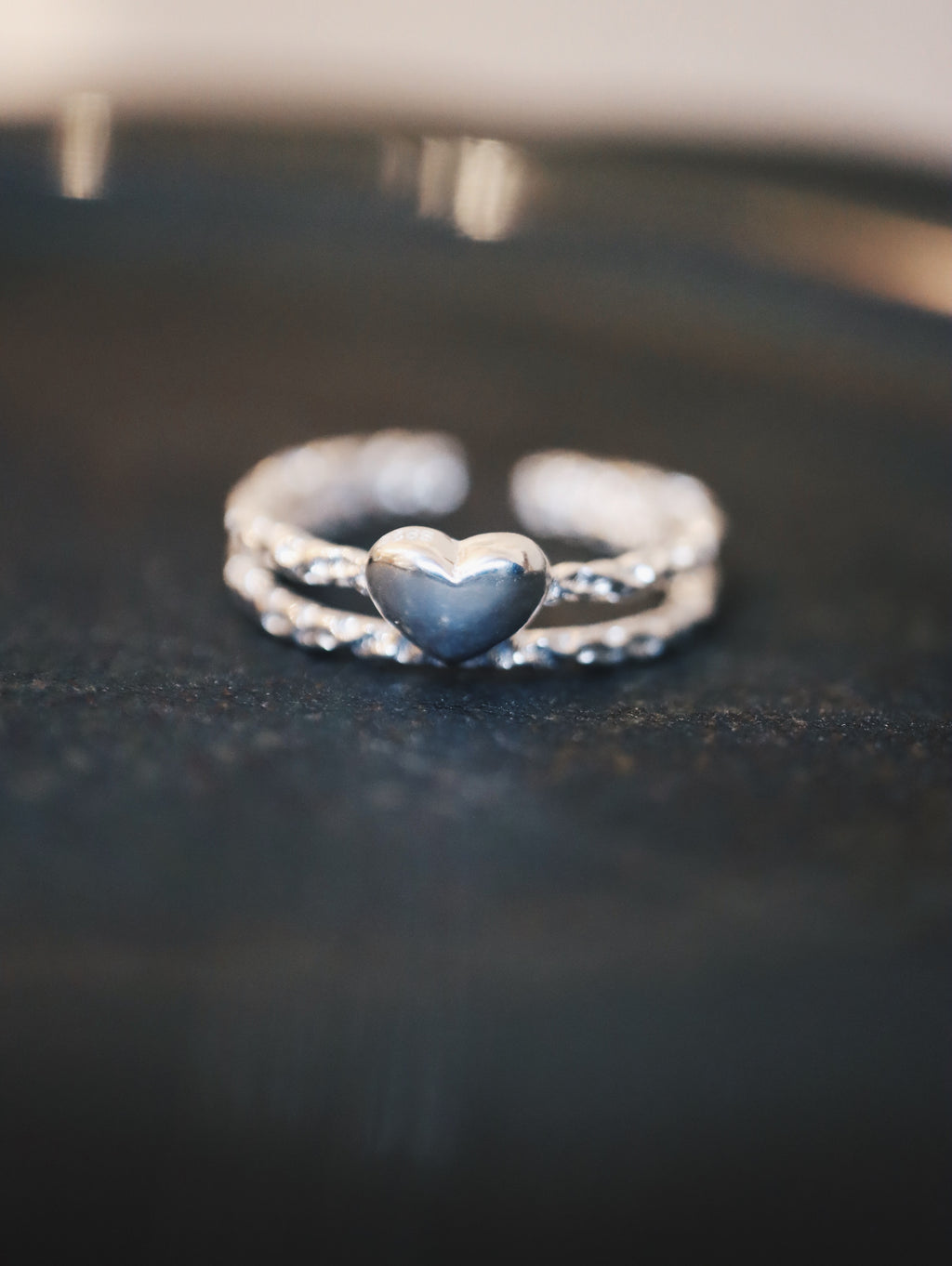 Heart double band 925 silver pinky ring