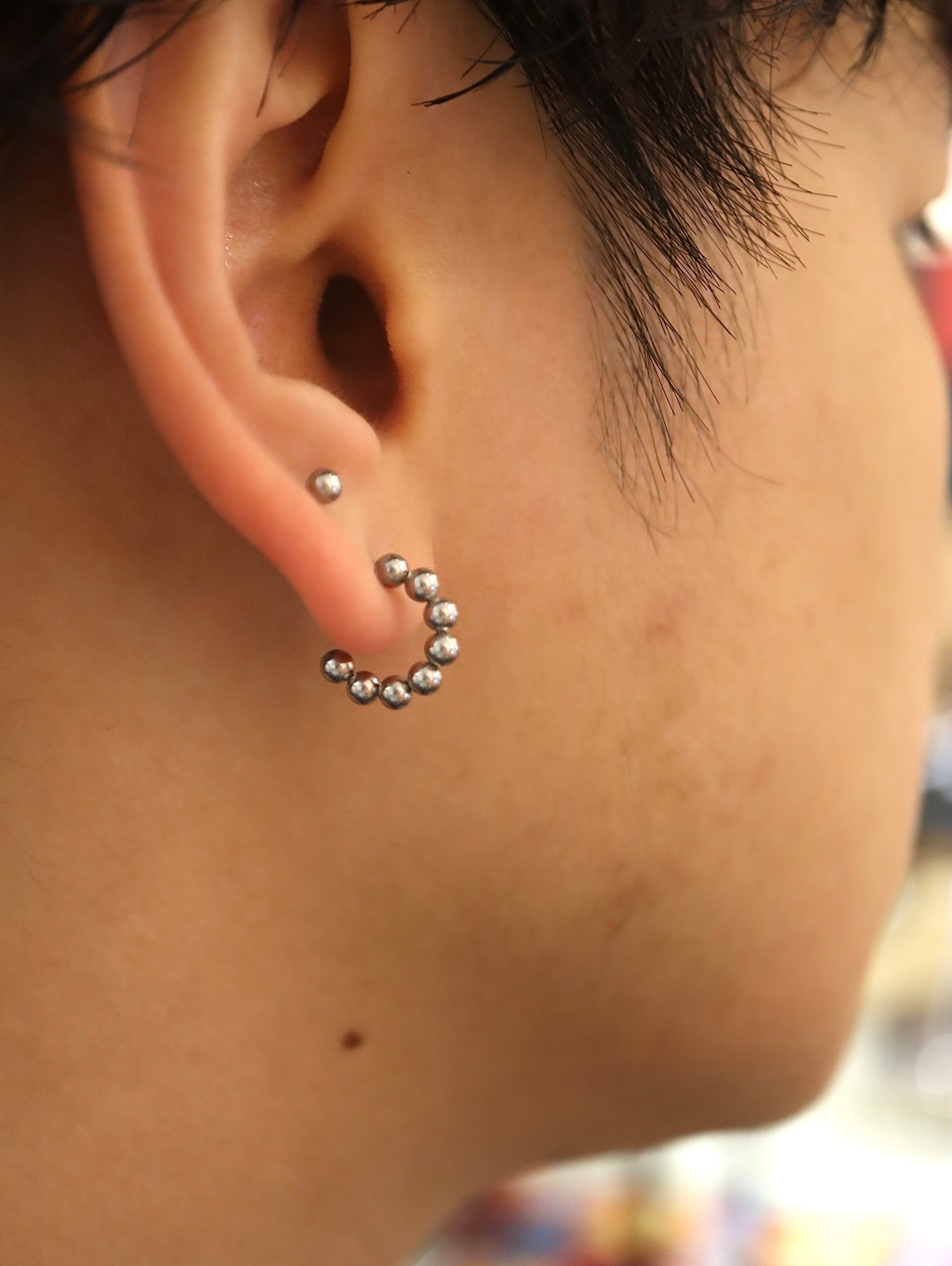Bead hoop surgical steel flat back piercing (1pc)