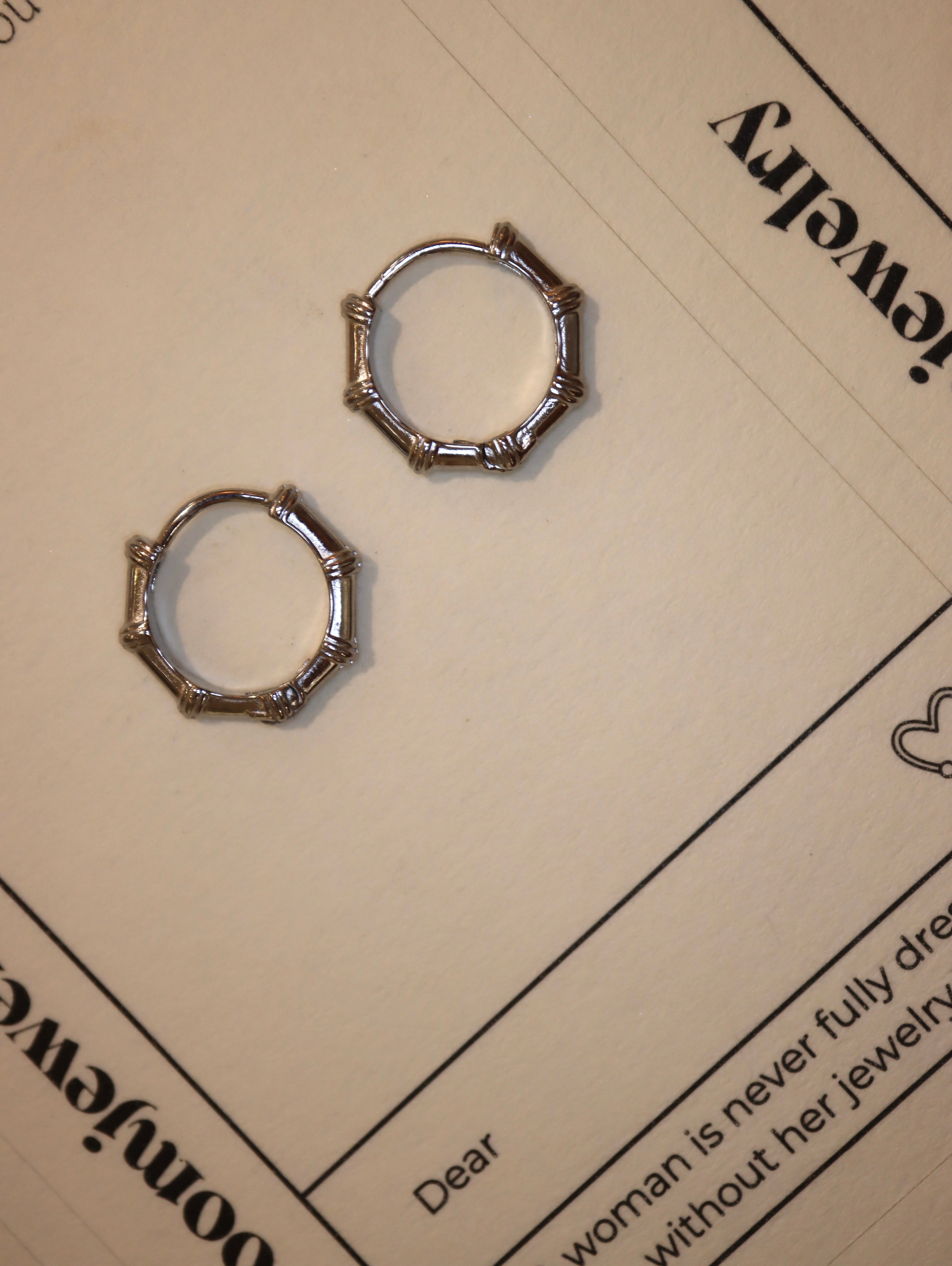 Bamboo Joint Stainless Steel Hoop Earrings