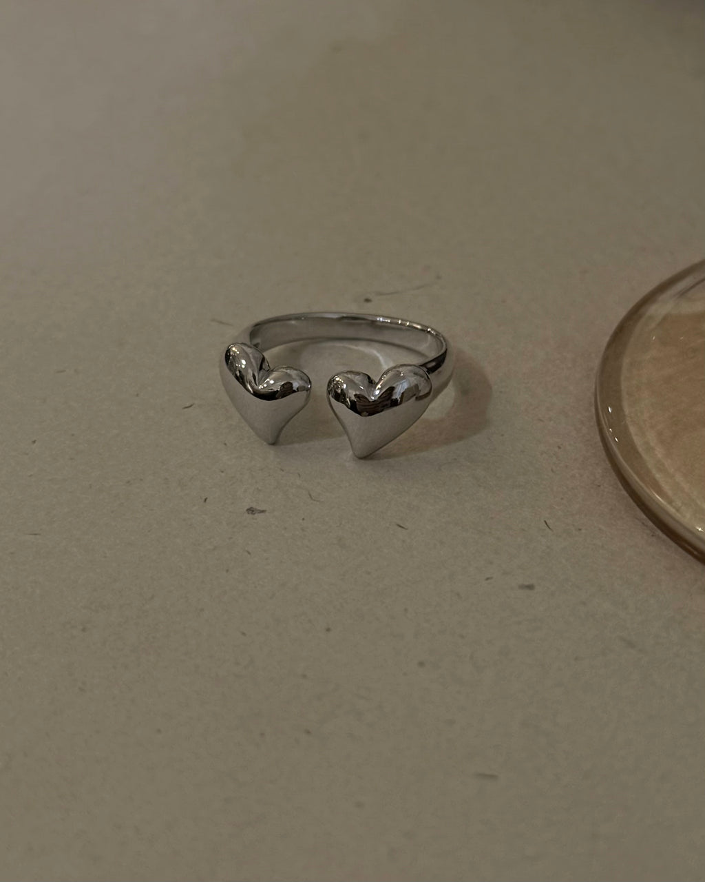 Double heart brass ring (free size)