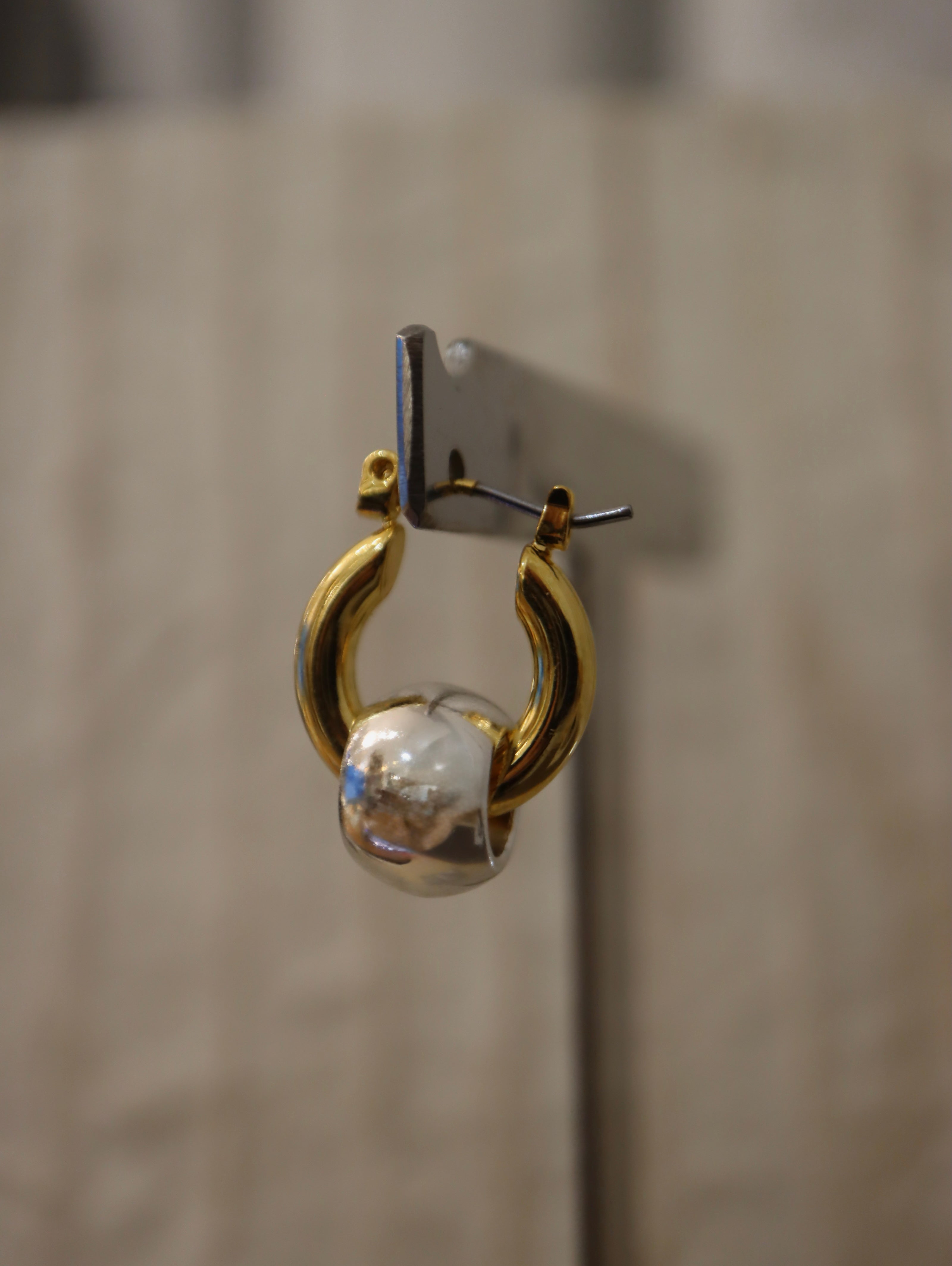 Brass hoop interlock earrings