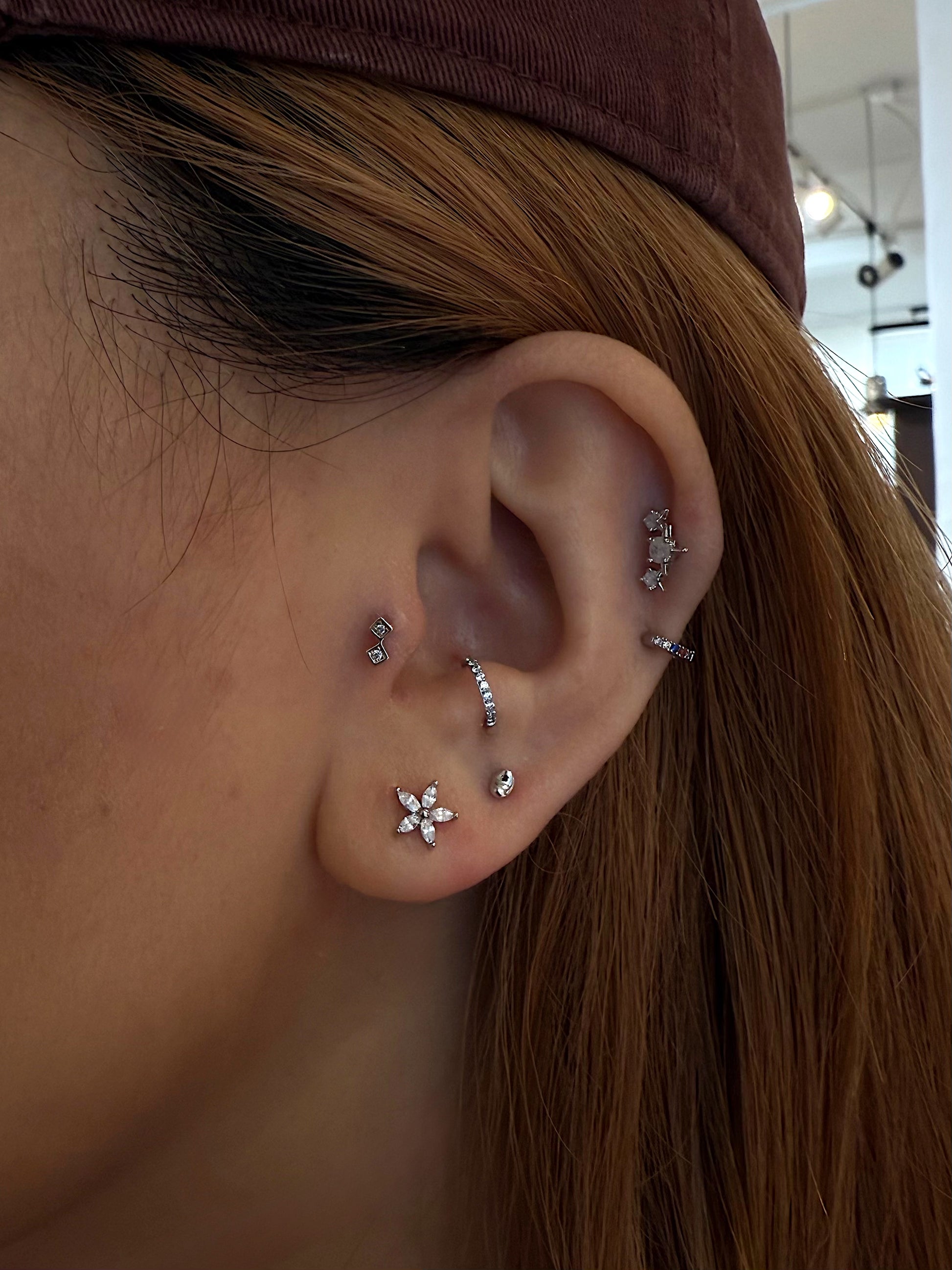 Rainbow mini cz stud surgical steel earring (1pc)