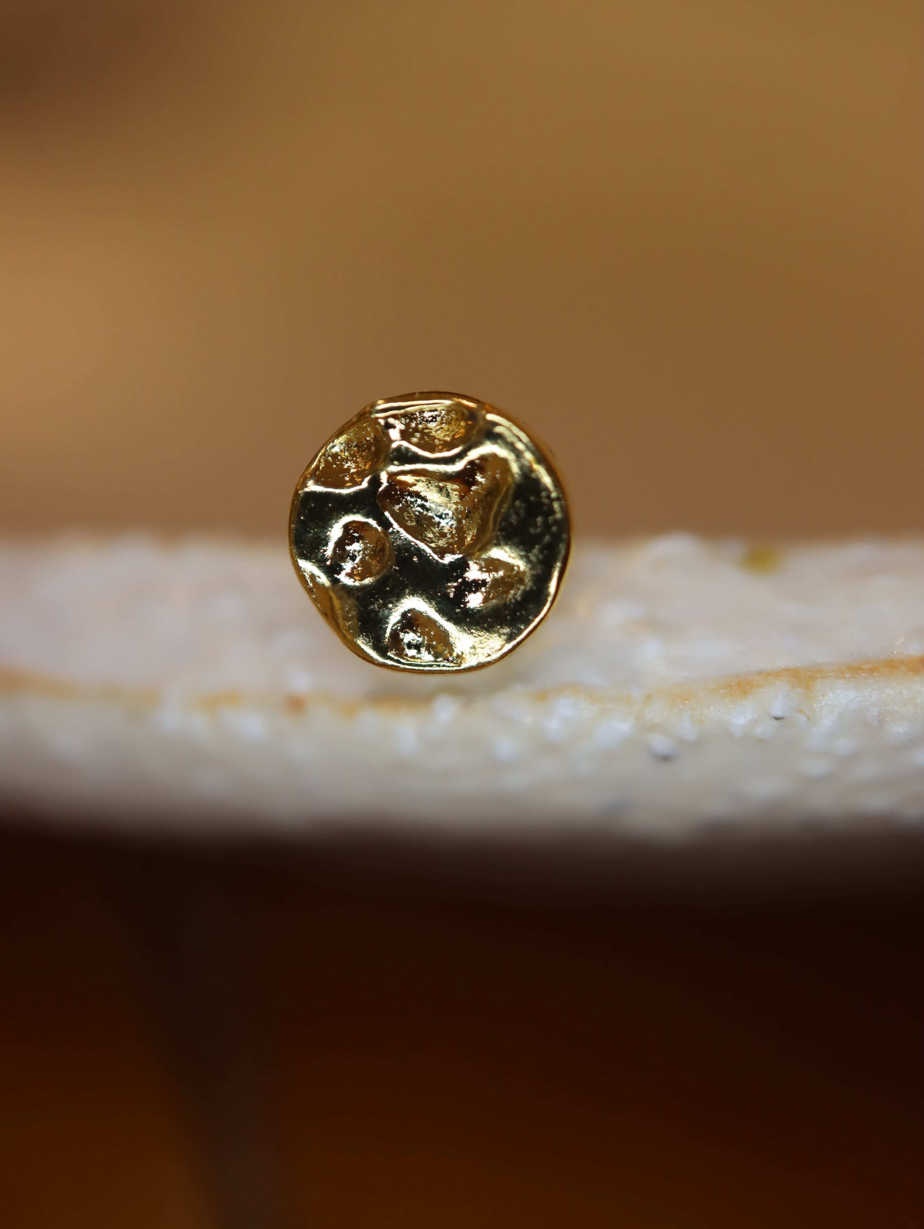 Hammered Disc Stud 925 Silver Earring