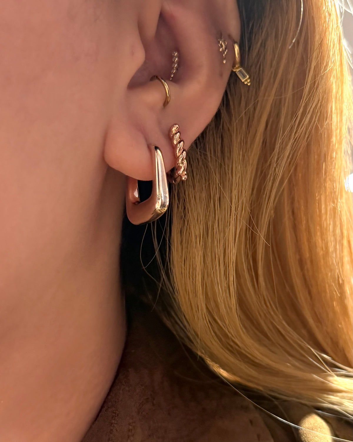 Bold Rectangular Rose Gold Earrings