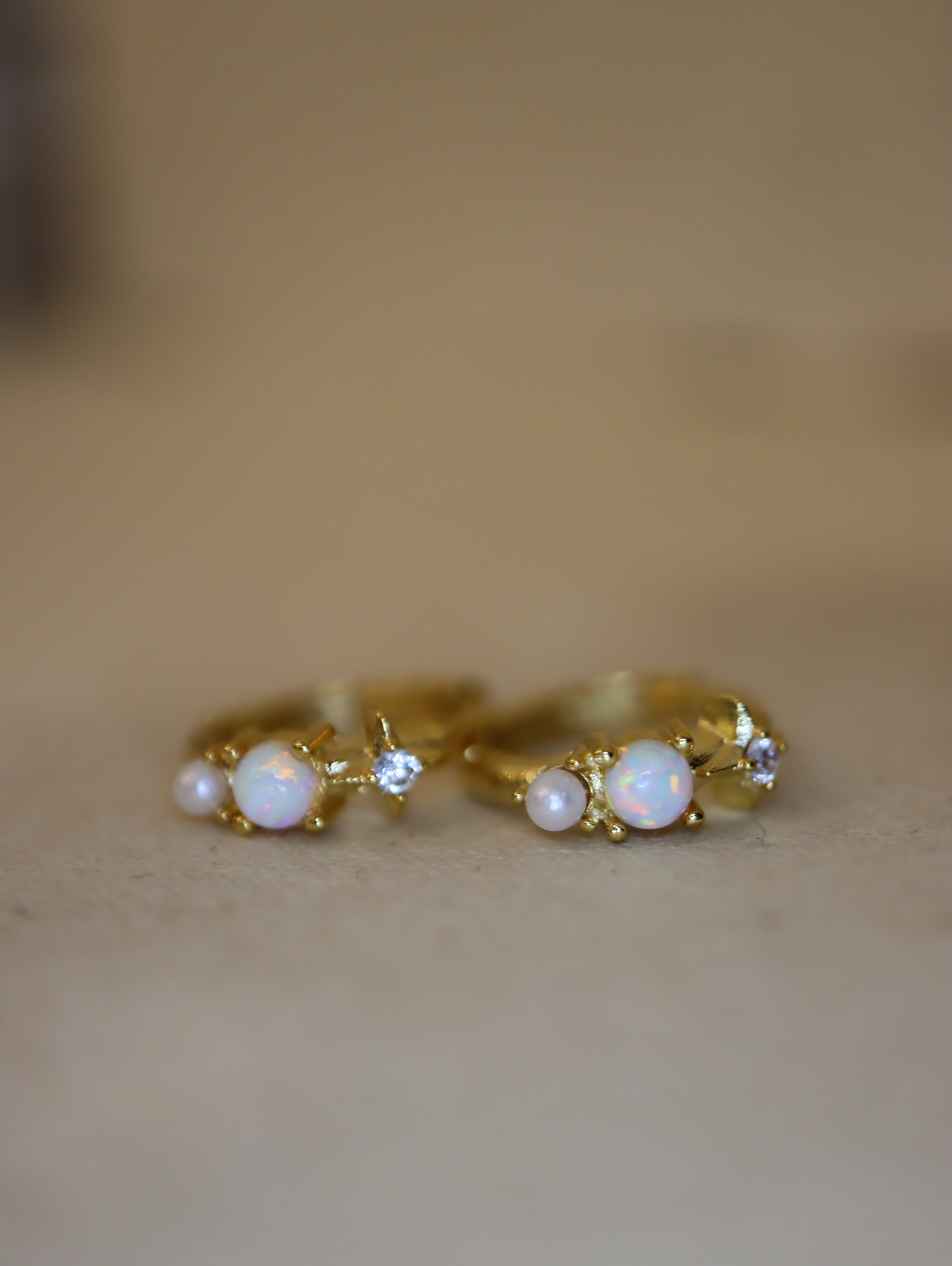 Opal star and pearl earrings