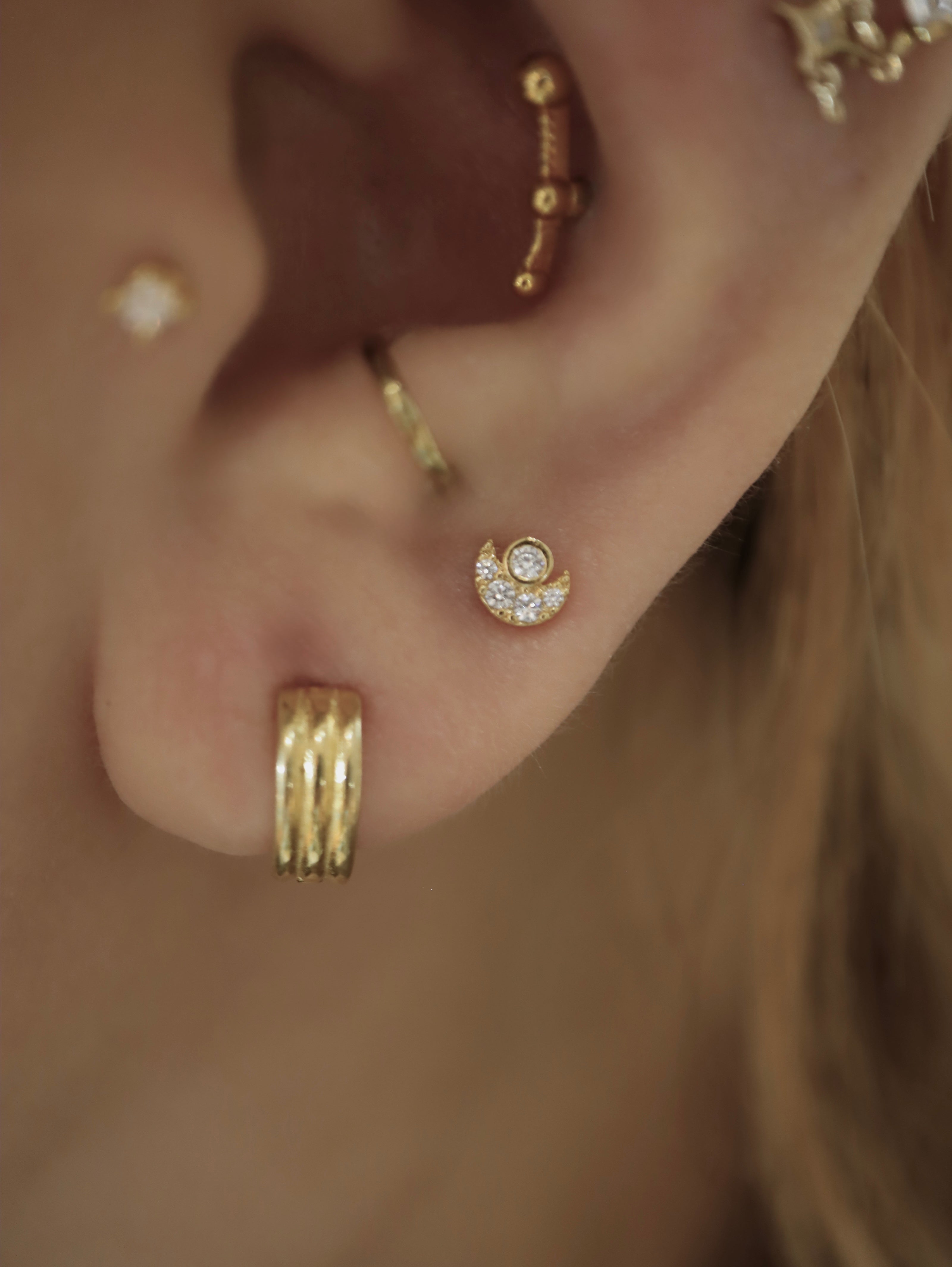 Solaris Moon Stud 925 Silver Piercing Earring (1pc)