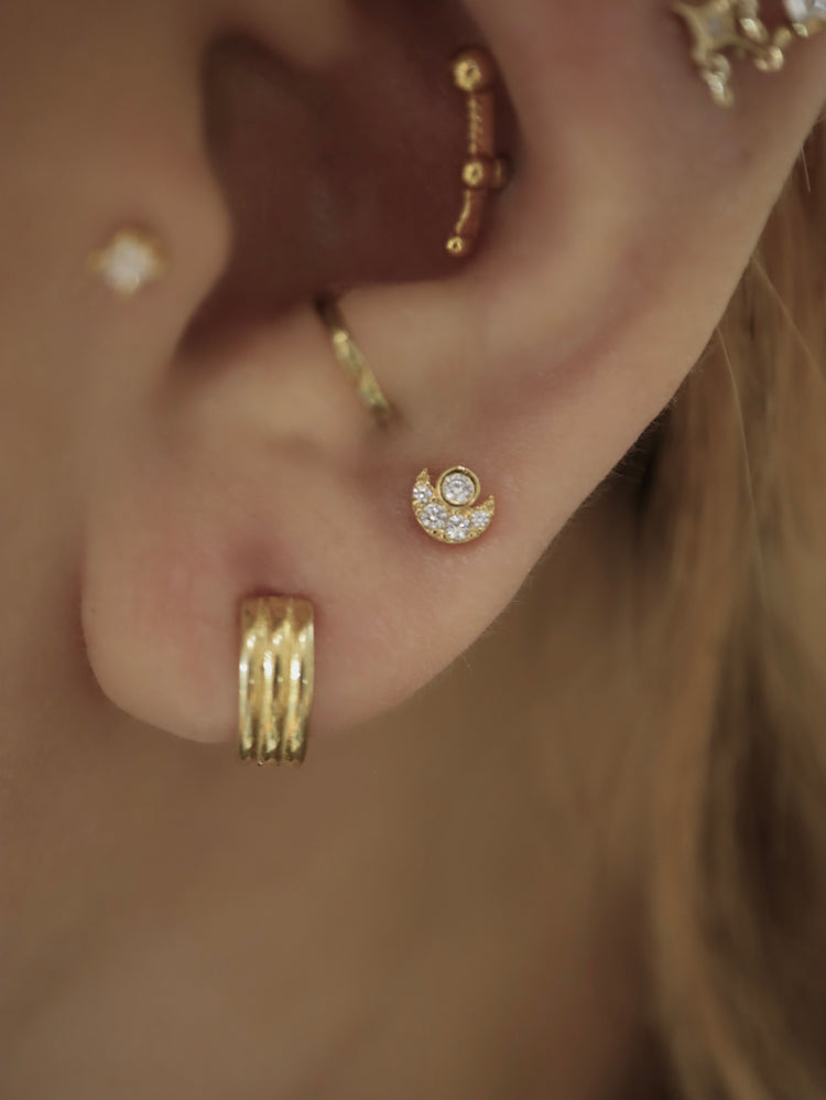 Solaris Moon Stud 925 Silver Piercing Earring (1pc)
