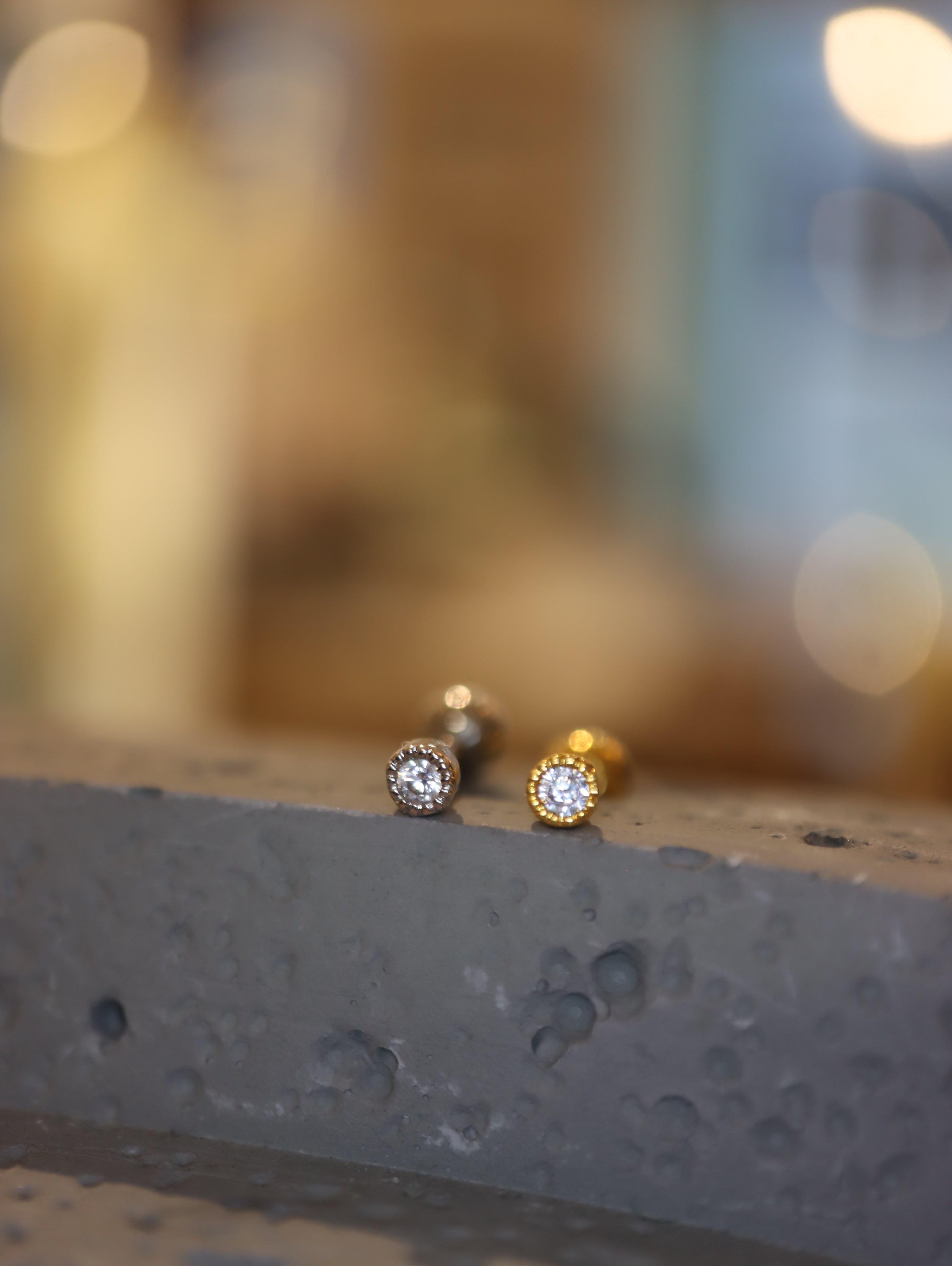 Round cz mini surgical steel stud piercing