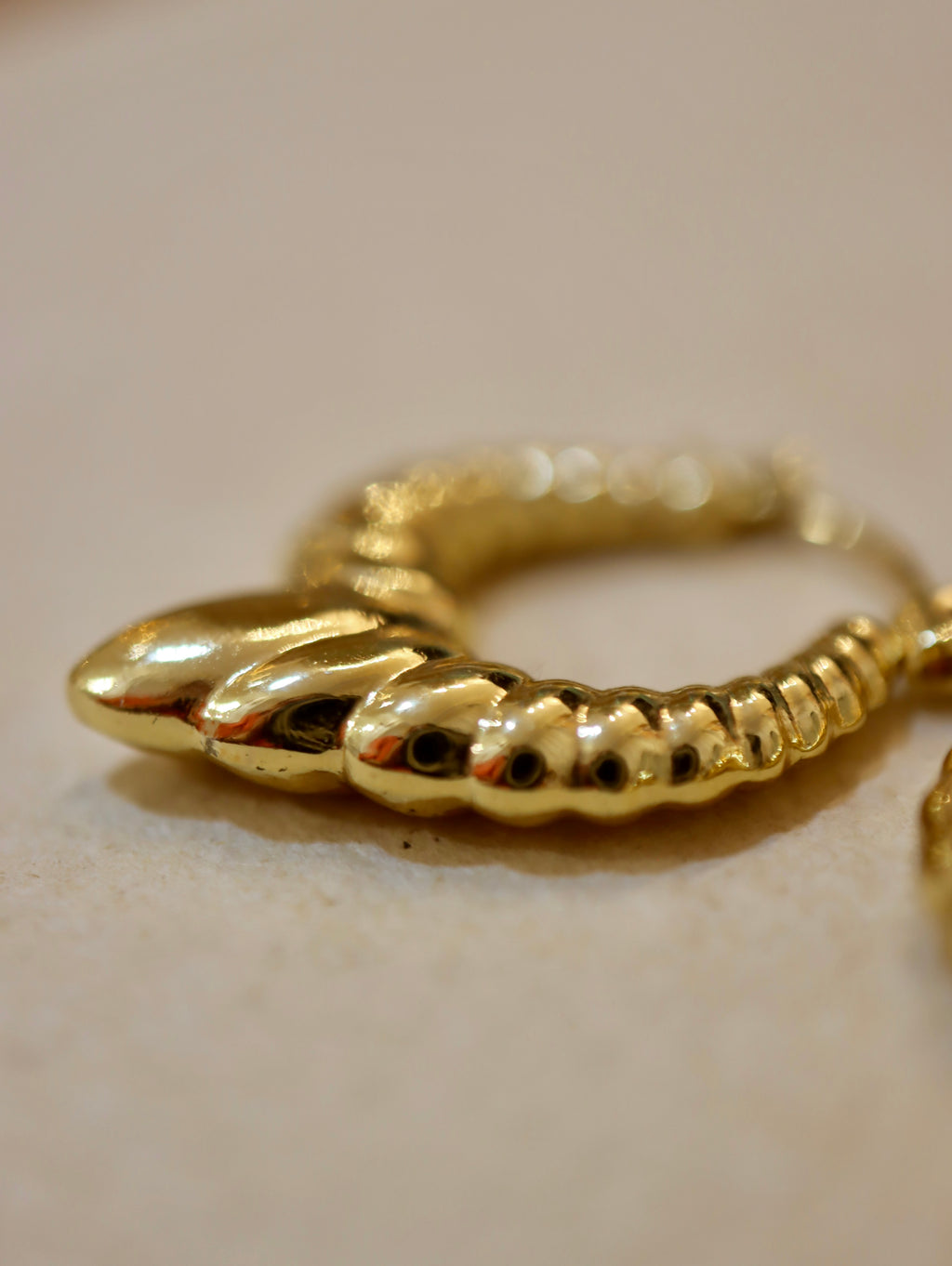 Gold Twisted Rope Earrings with Pointed Finial