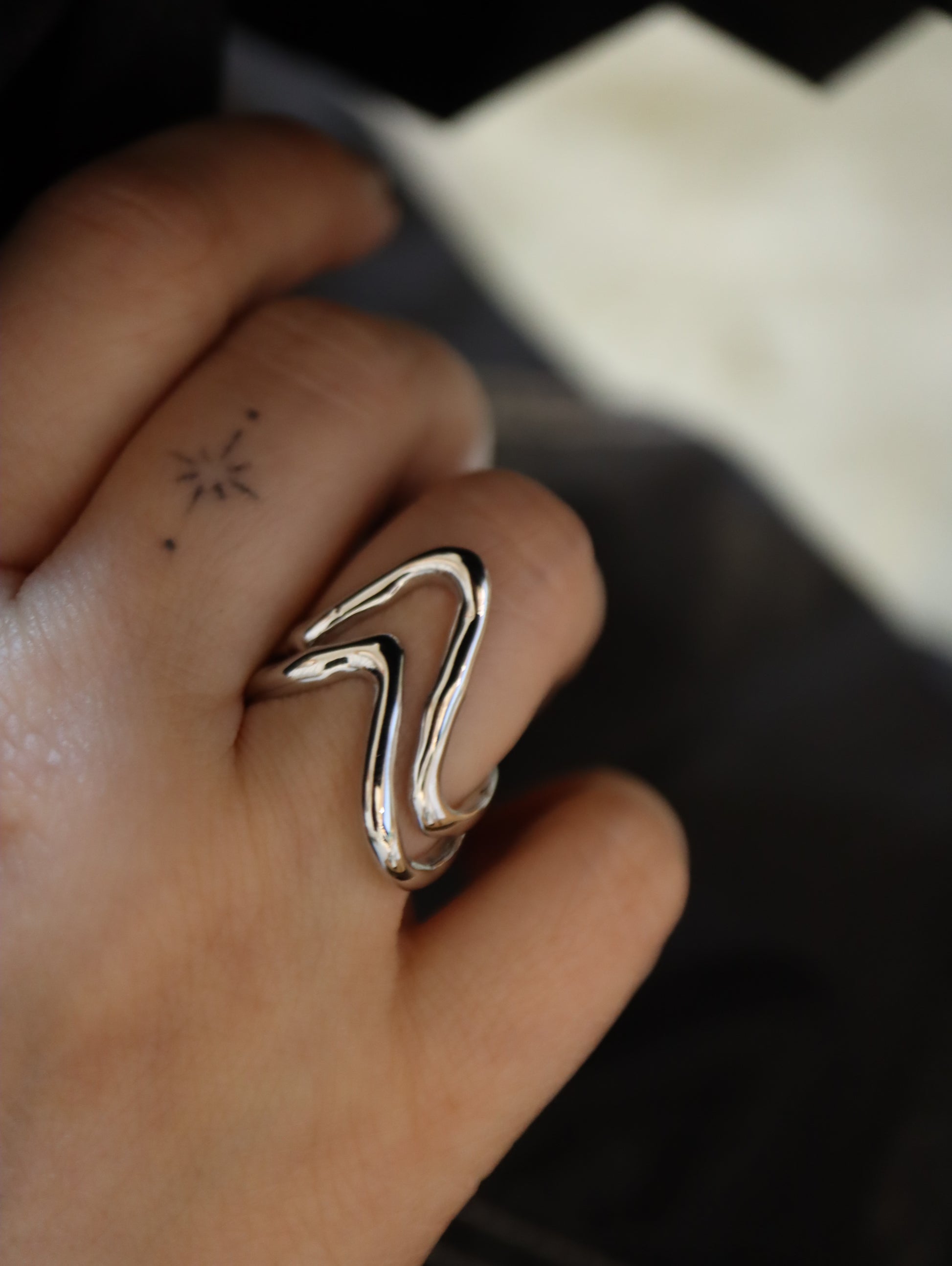 Wavy bold brass ring