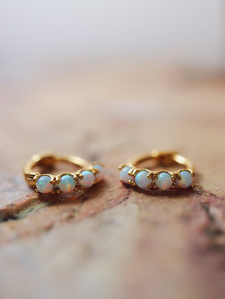 4opal mini Silver 925 huggie hoop earrings