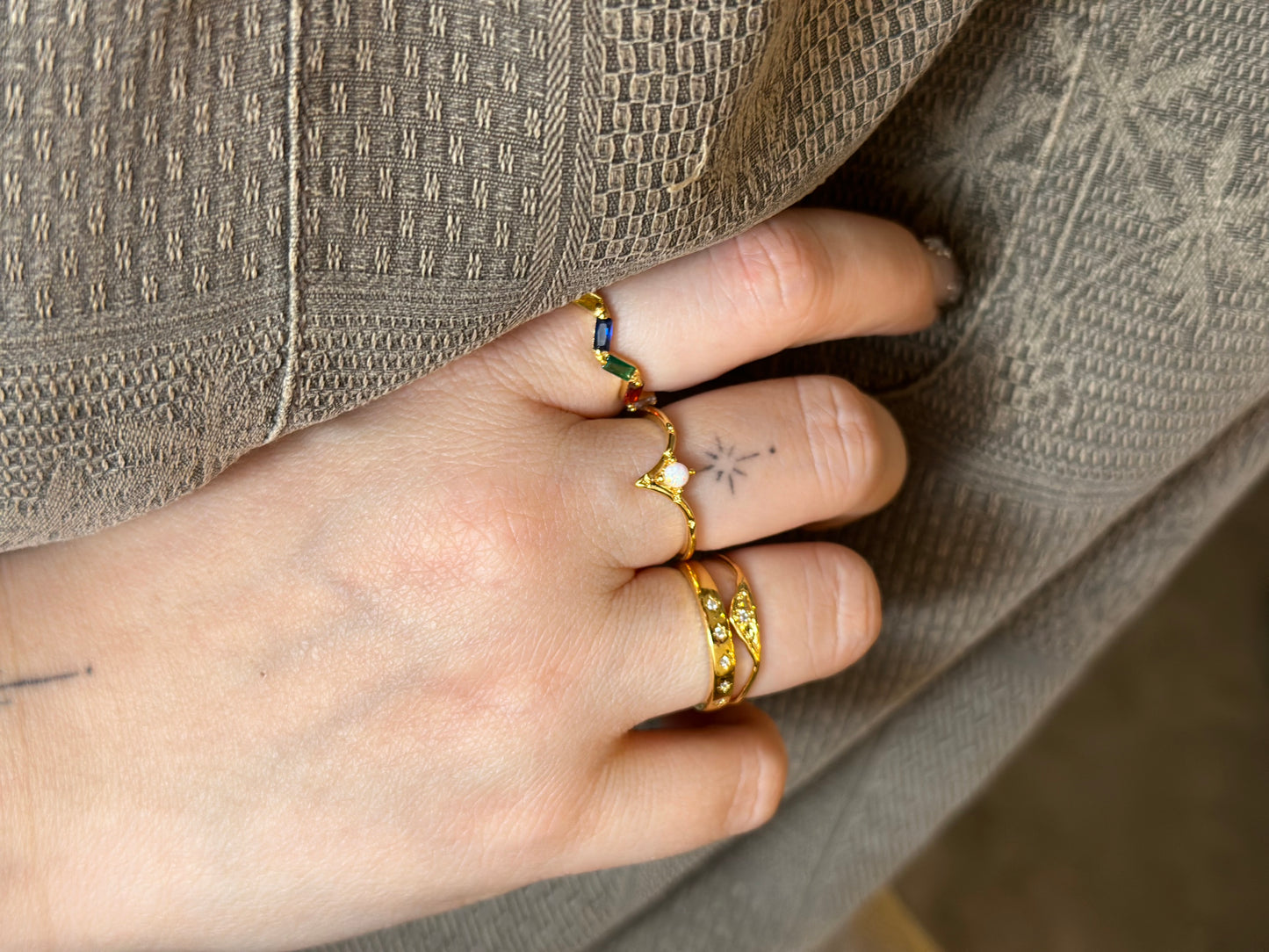 Opal stackable open size ring