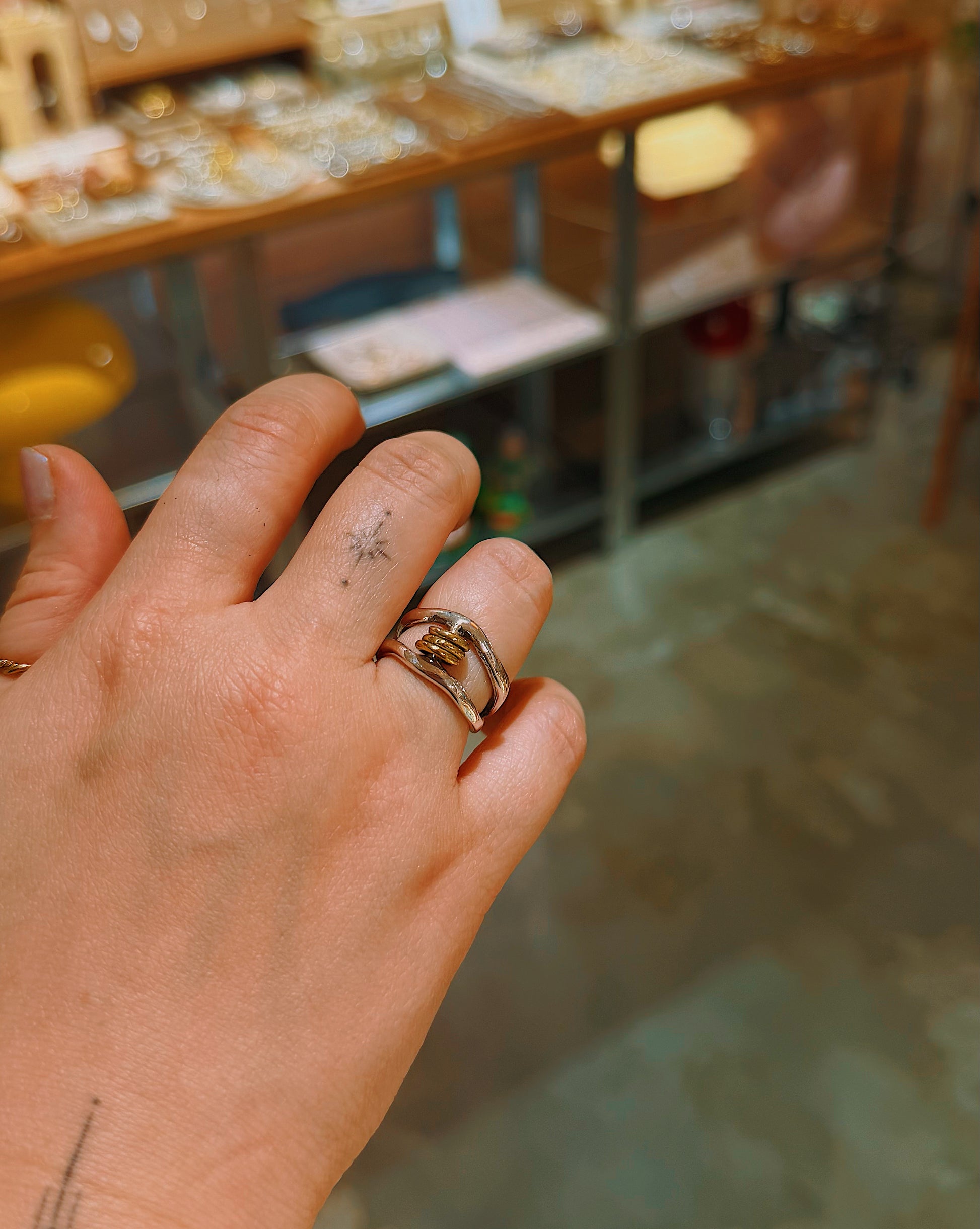 Mix tone handcrafted 925 silver ring