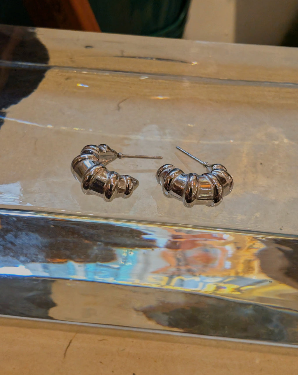 Segmented Crescent Hoop Earrings