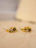 Cz hoop brass earrings