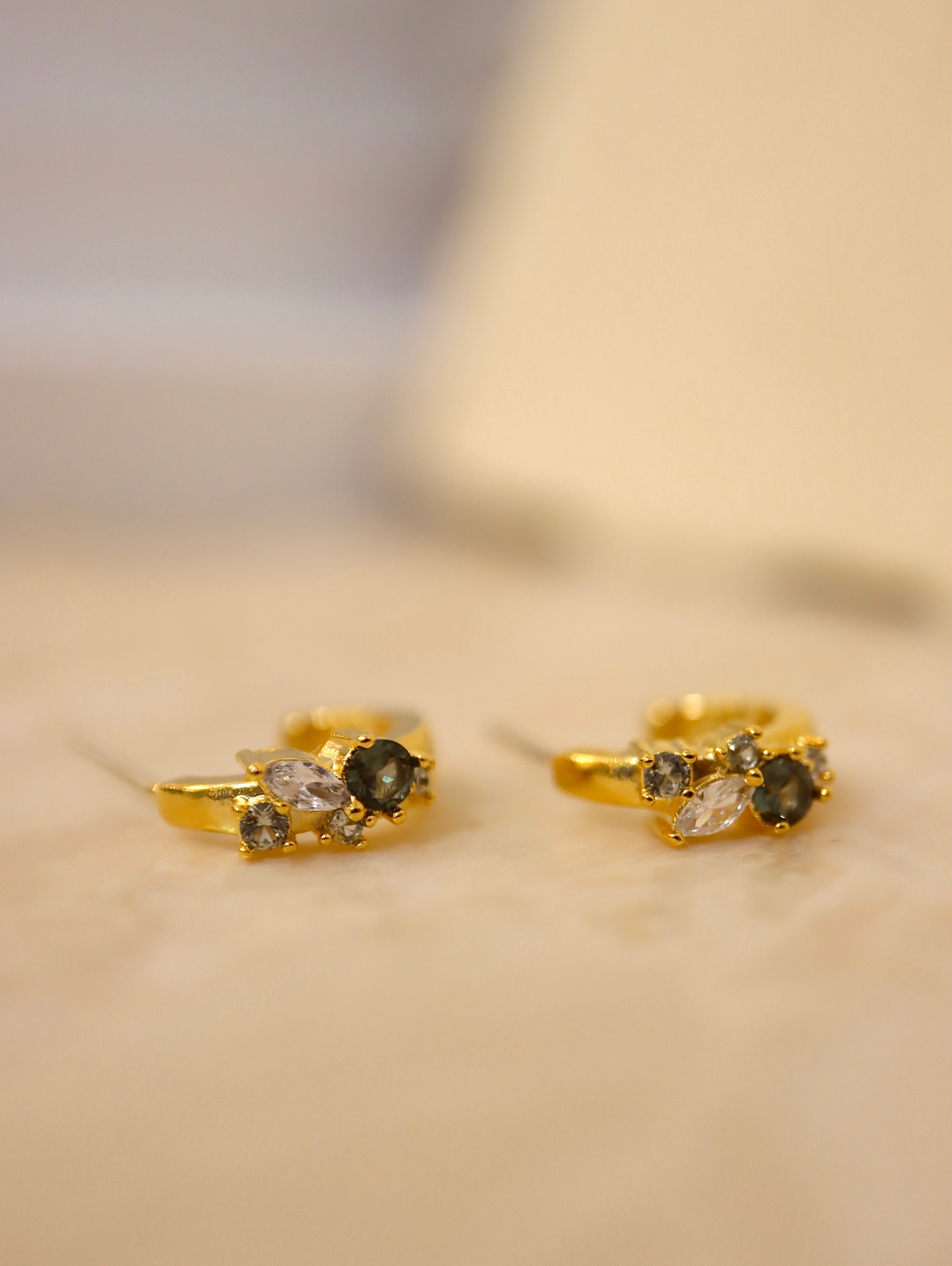 Cz hoop brass earrings