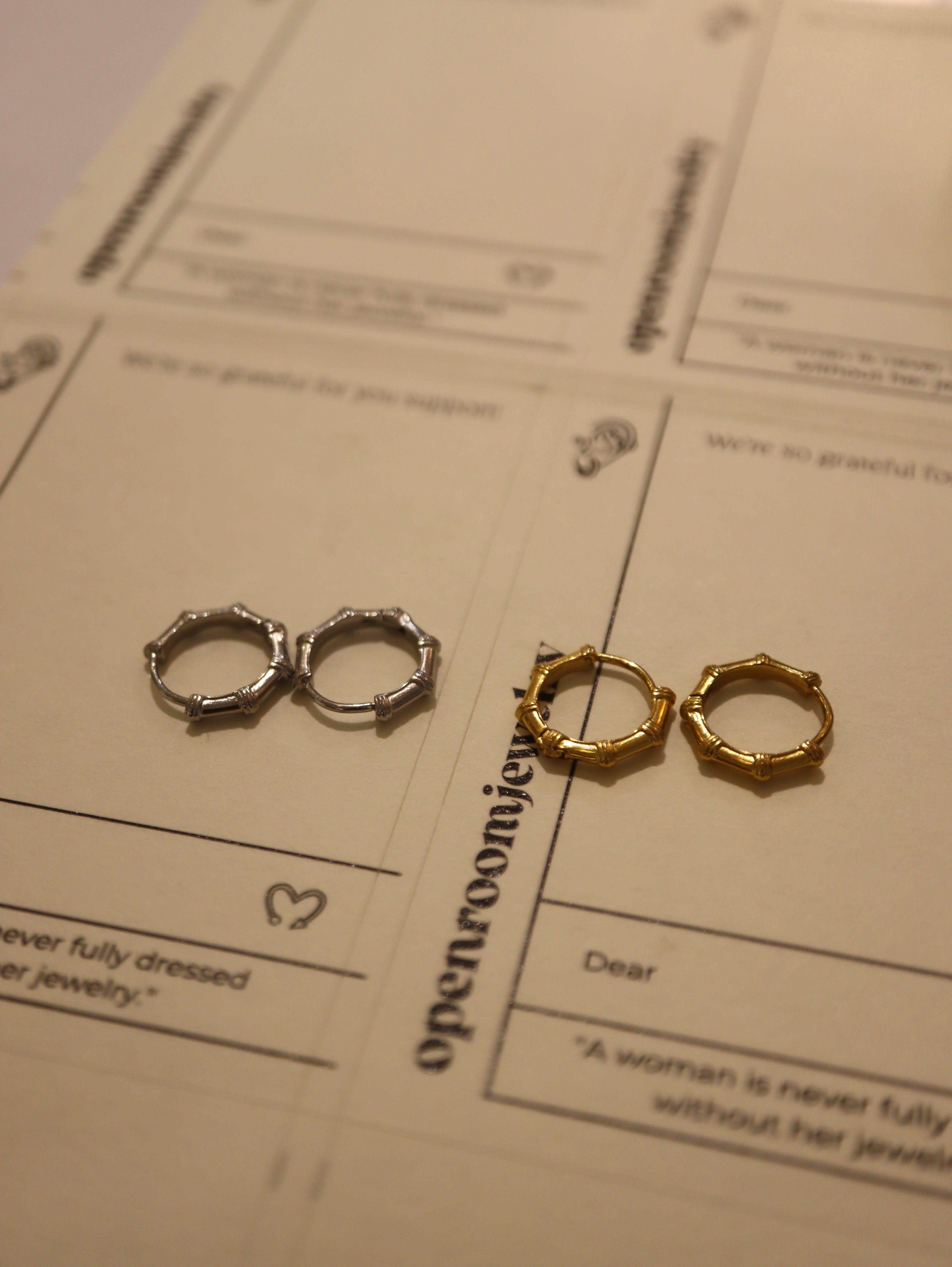 Bamboo Joint Stainless Steel Hoop Earrings