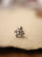 Double floral cz surgical steel stud piercing (1pc)