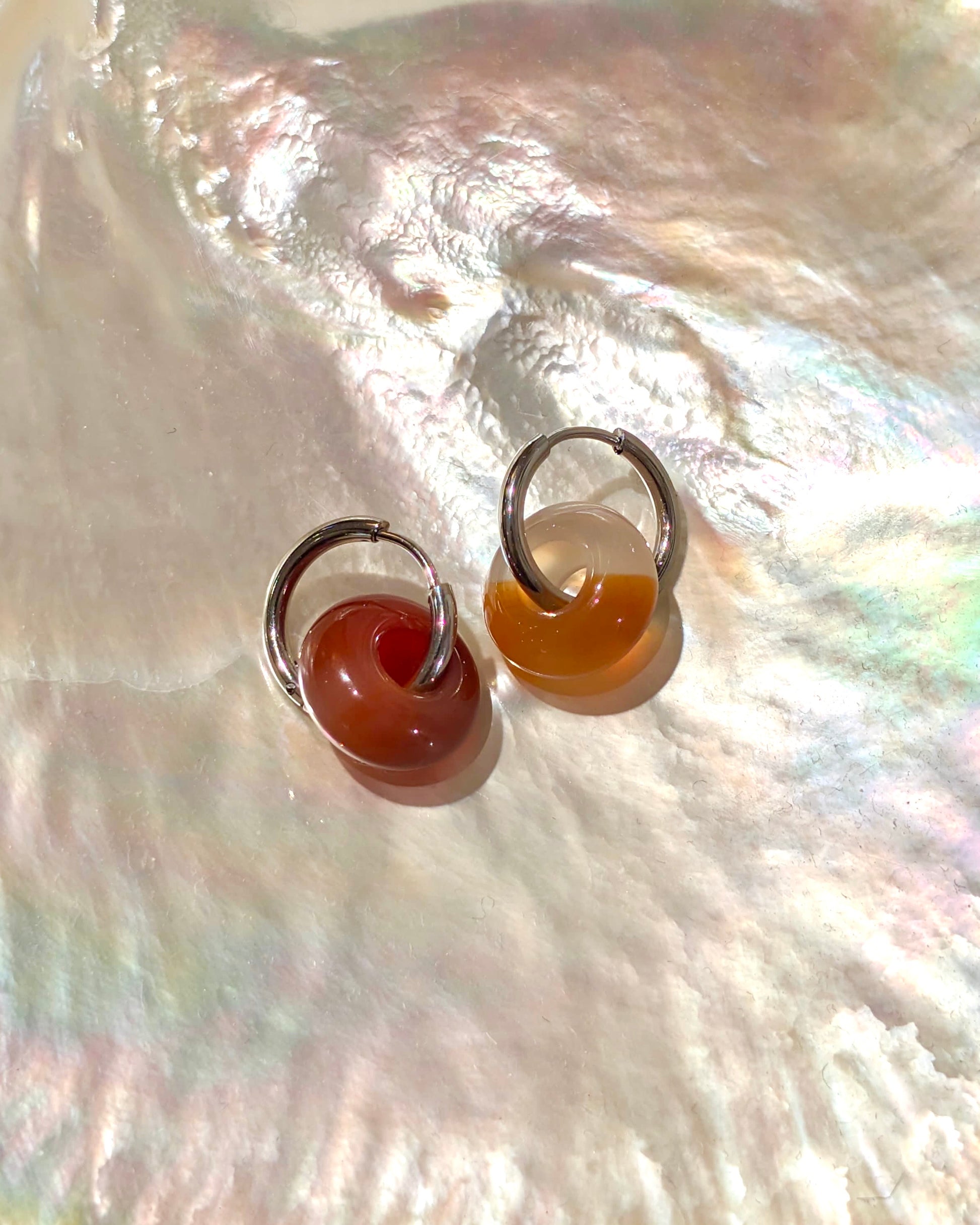 Interlock agate hoop earrings
