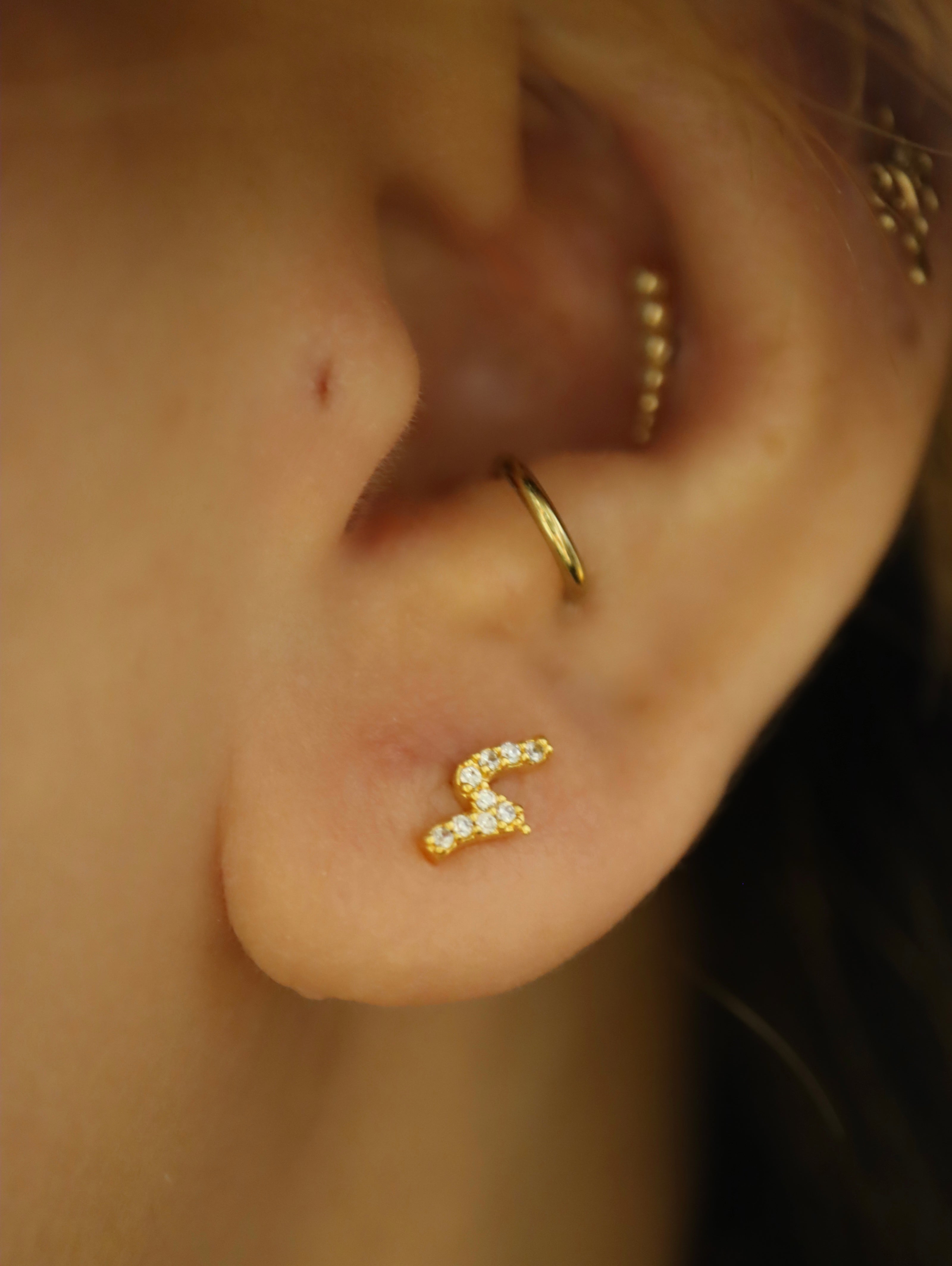 Pave Curved Wave Stud Surgical Steel Earring (1pc)