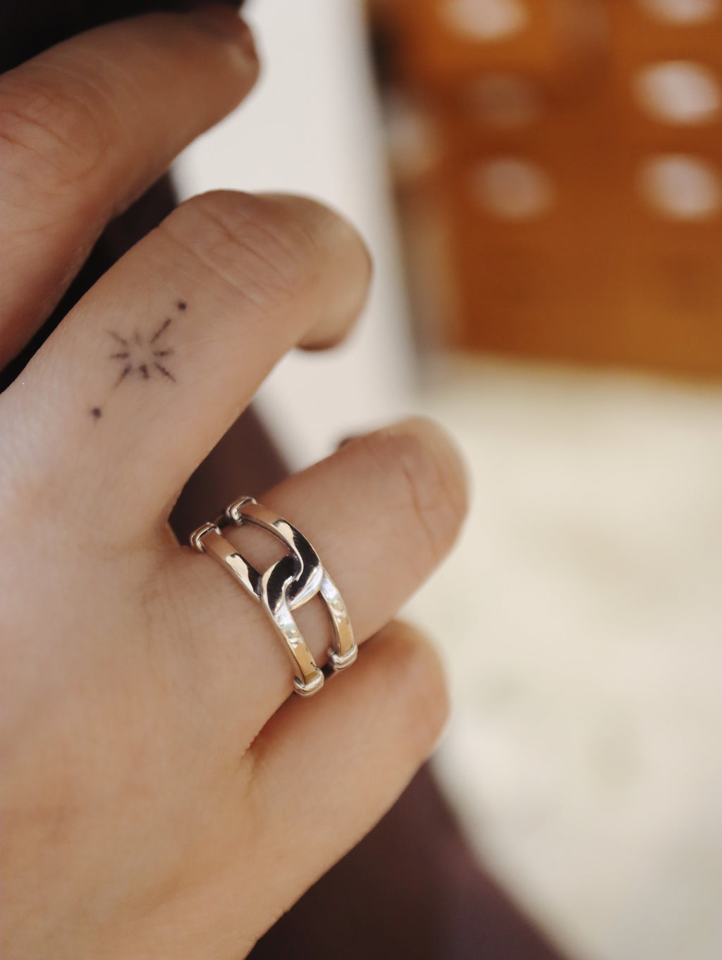 Interlock 925 Silver free size ring