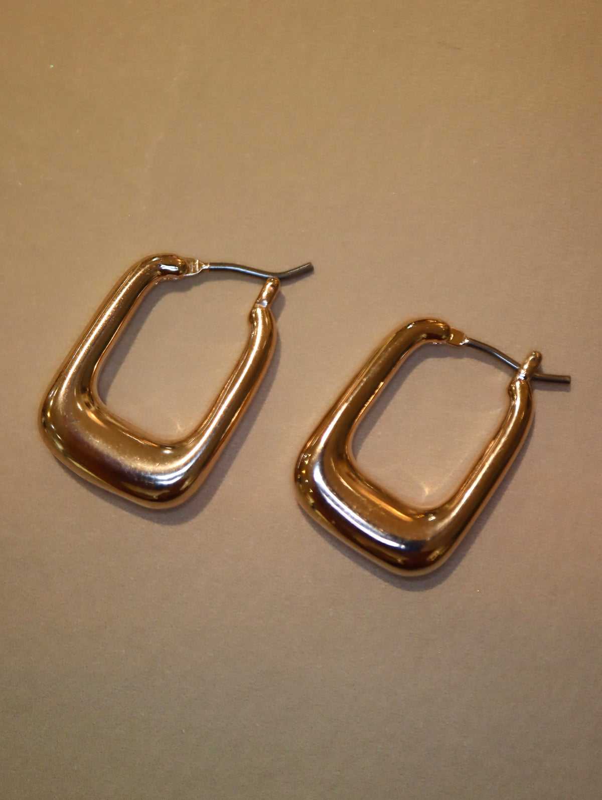 Bold Rectangular Rose Gold Earrings