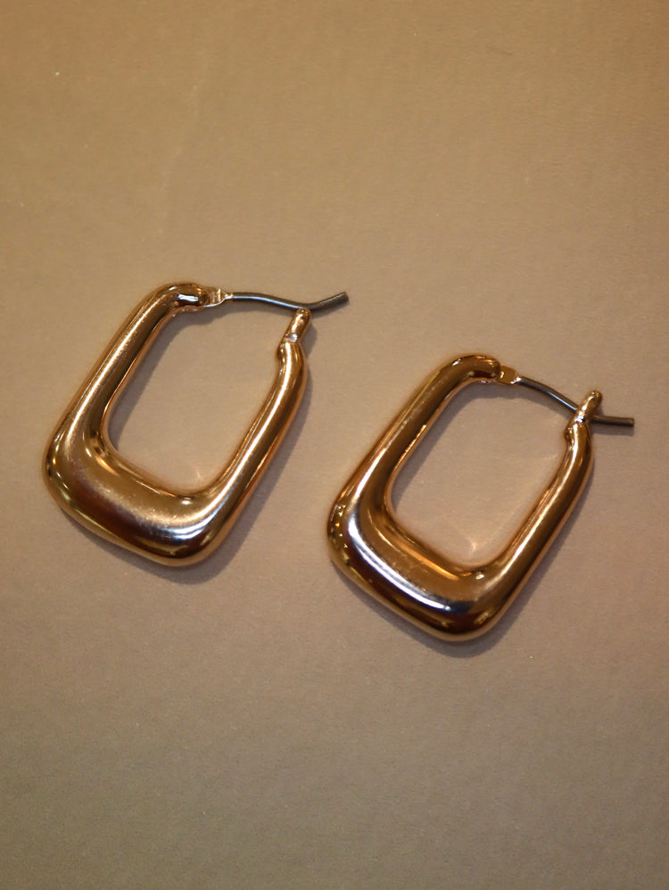 Bold Rectangular Rose Gold Earrings