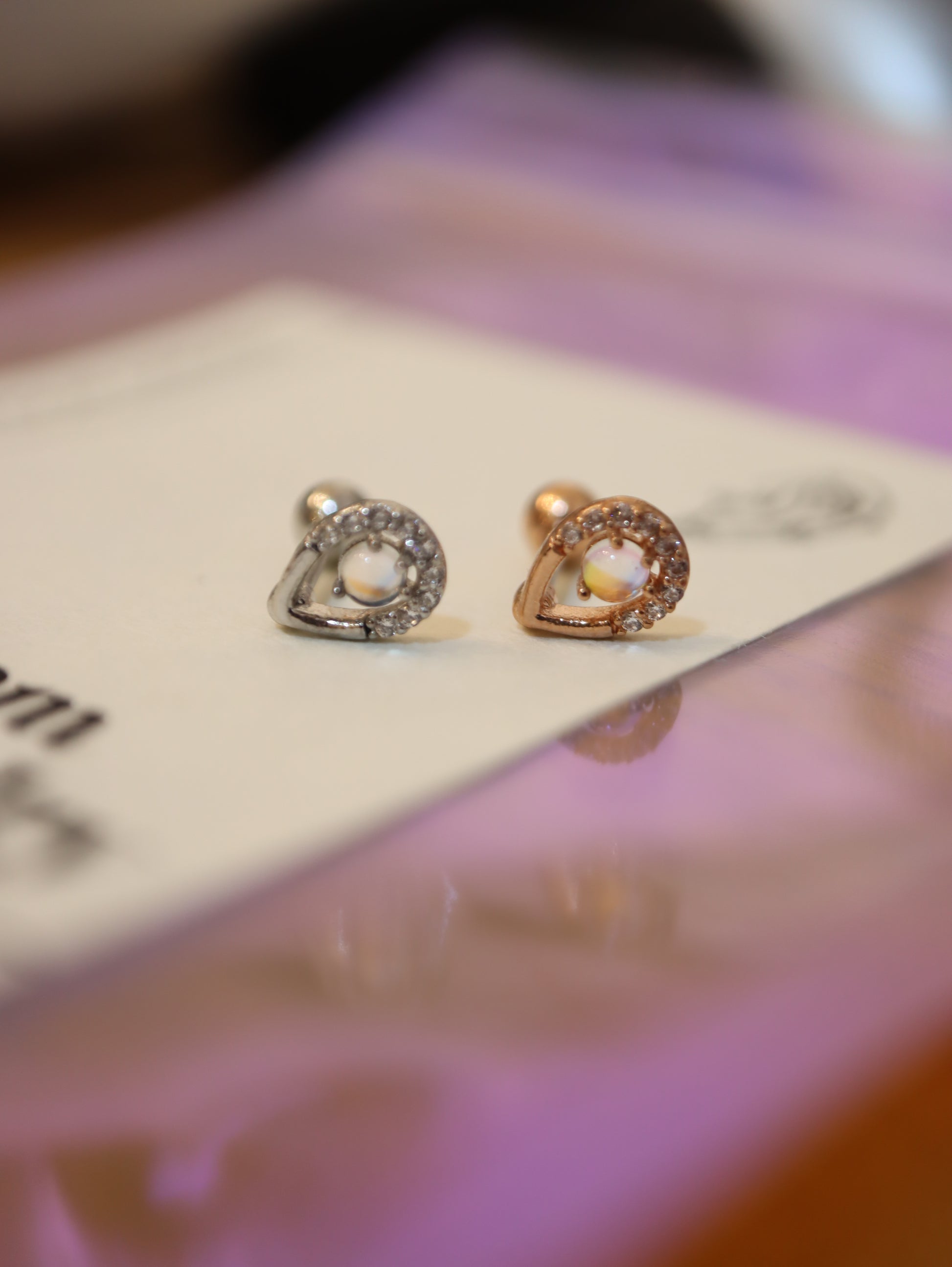 Teardrop cz stud piercing 316L earring