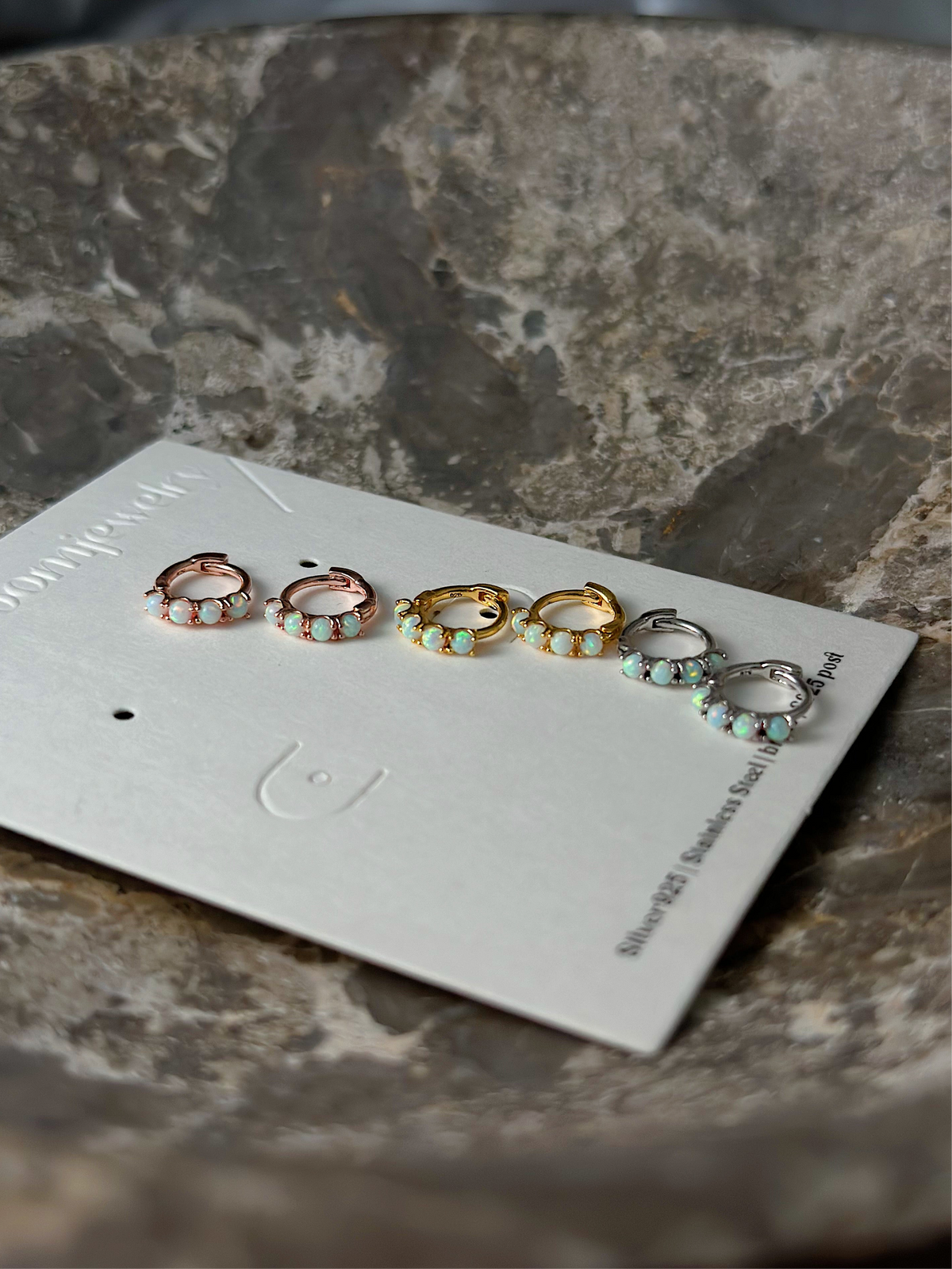4opal mini Silver 925 huggie hoop earrings
