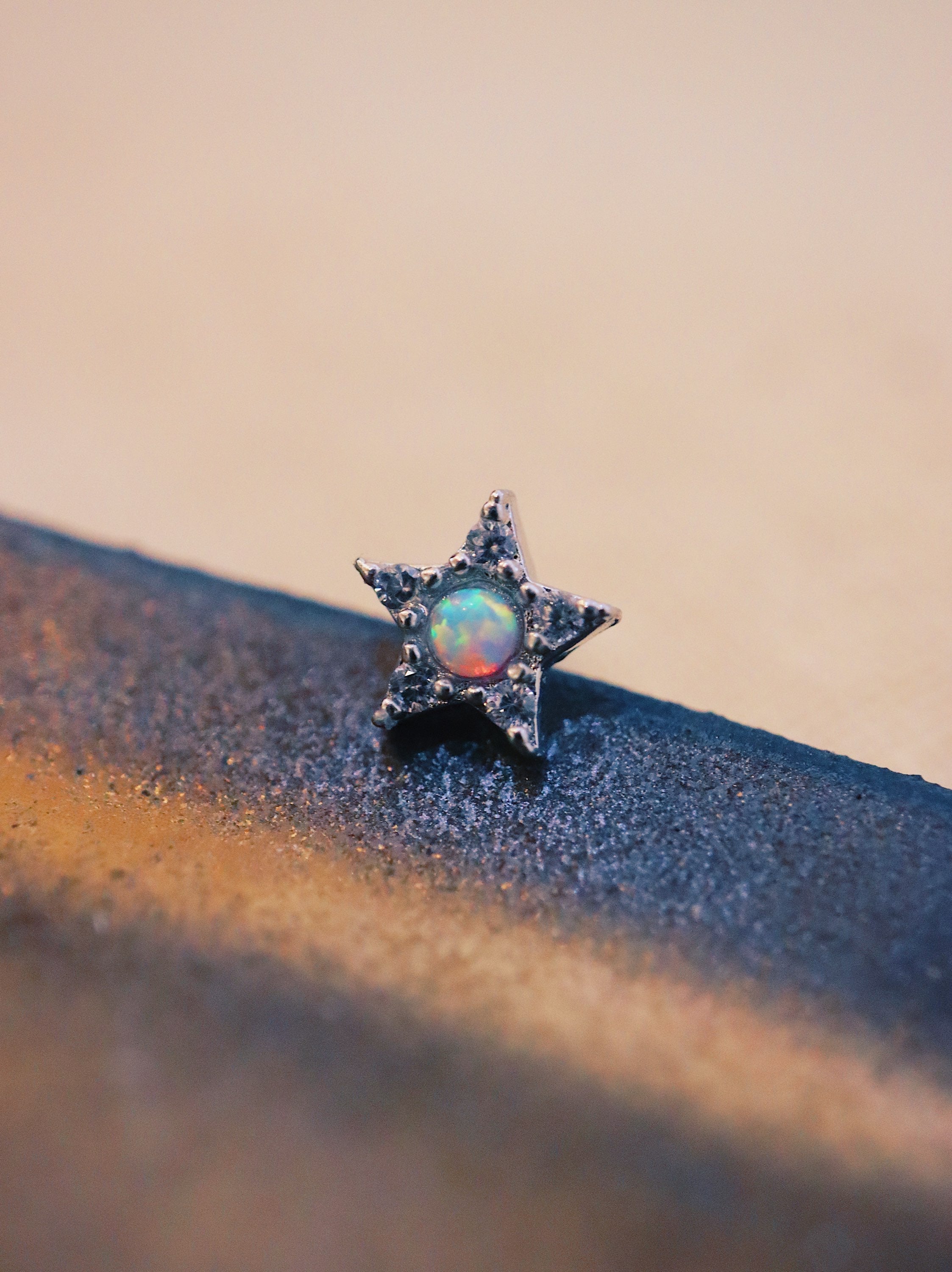 Star cz opal silver925 piercing stud earring (1pc)