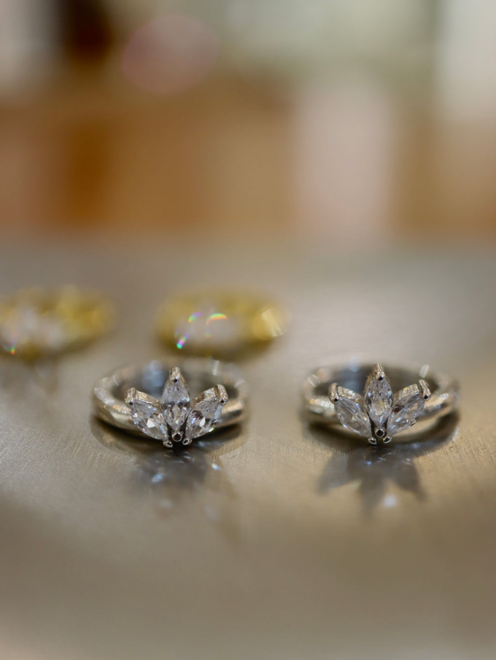 Triple marquise cz hinged hoop earrings