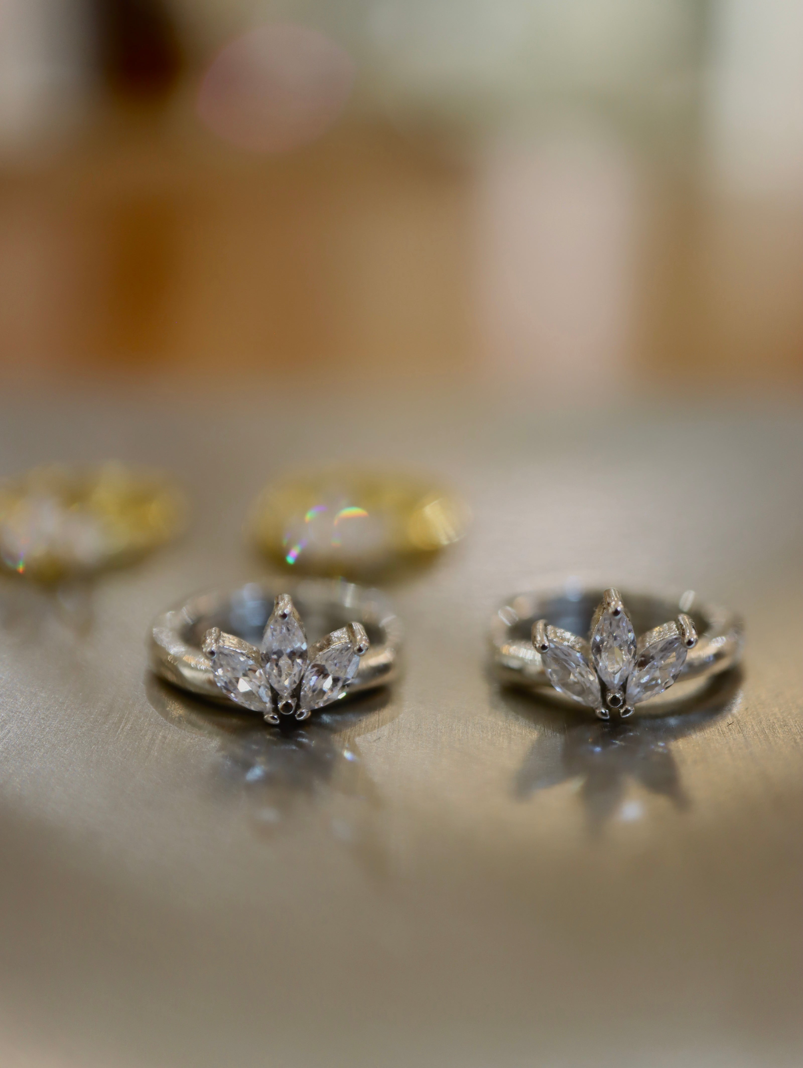 Triple marquise cz hinged hoop earrings