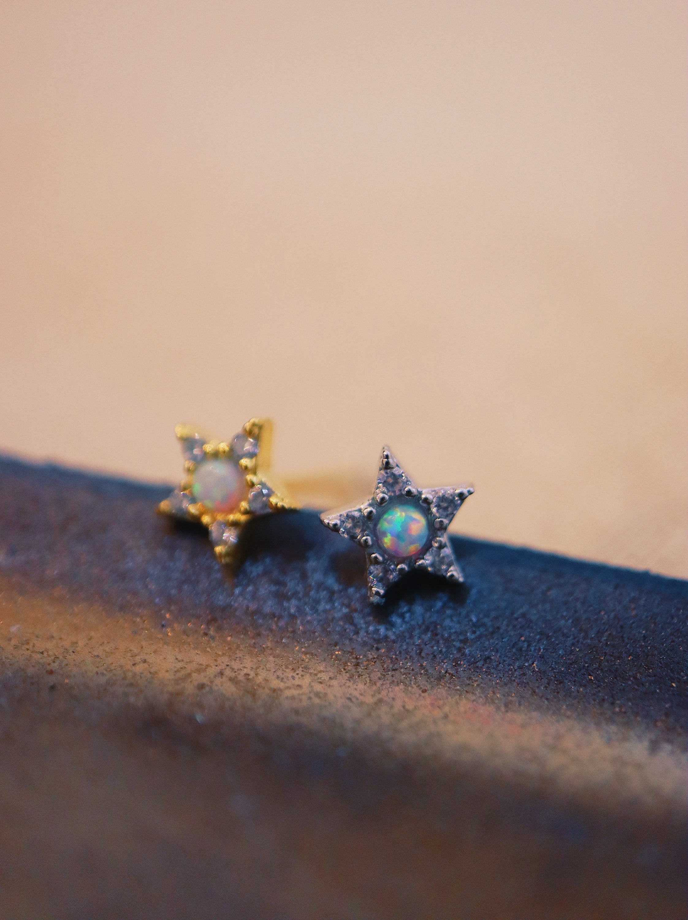 Star cz opal silver925 piercing stud earring (1pc)