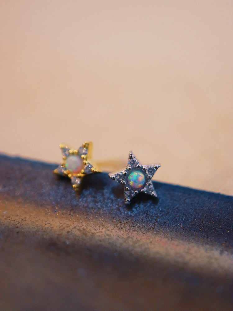 Star cz opal silver925 piercing stud earring (1pc)