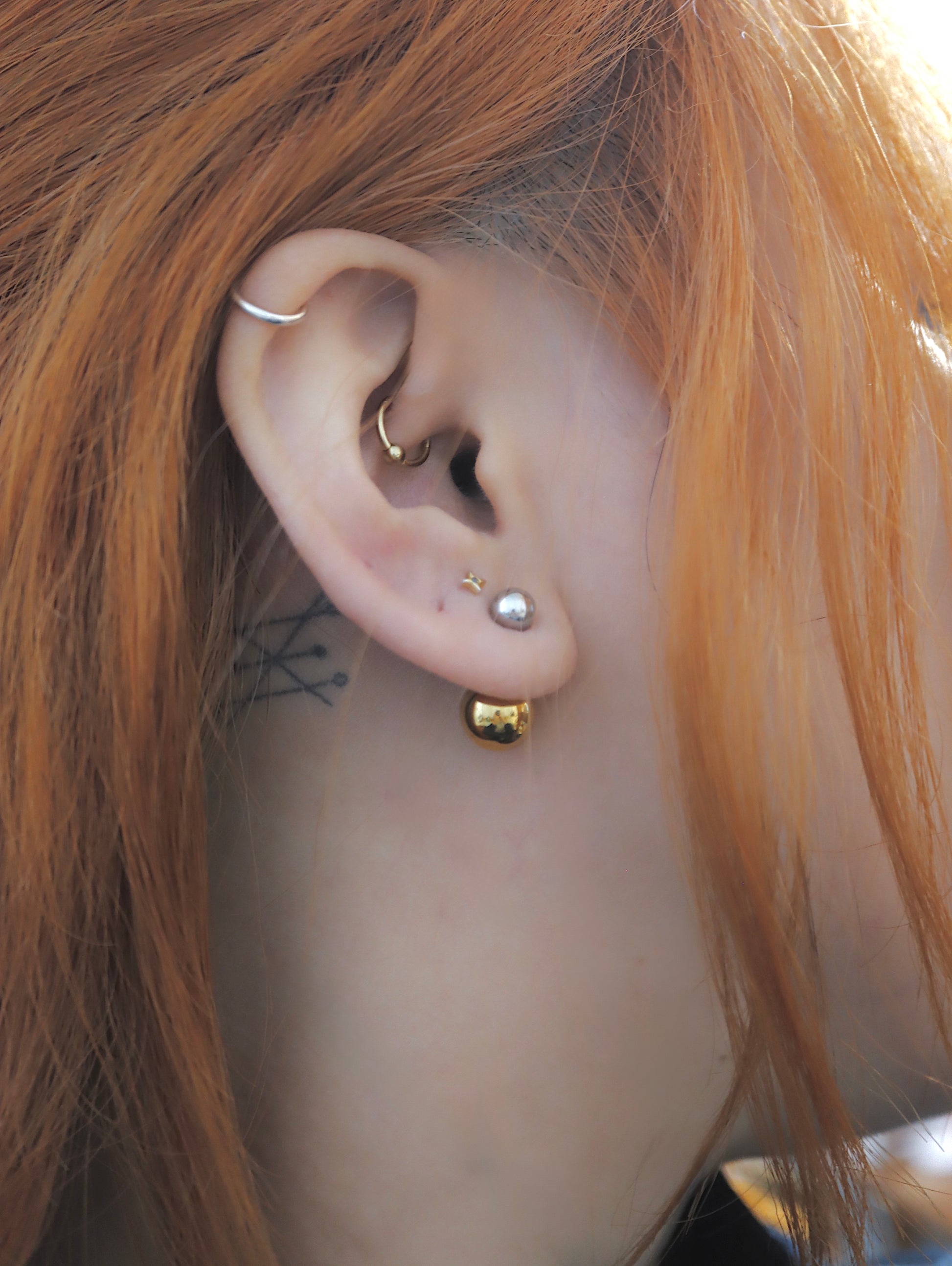 Mix tone front & back stainless steel earrings