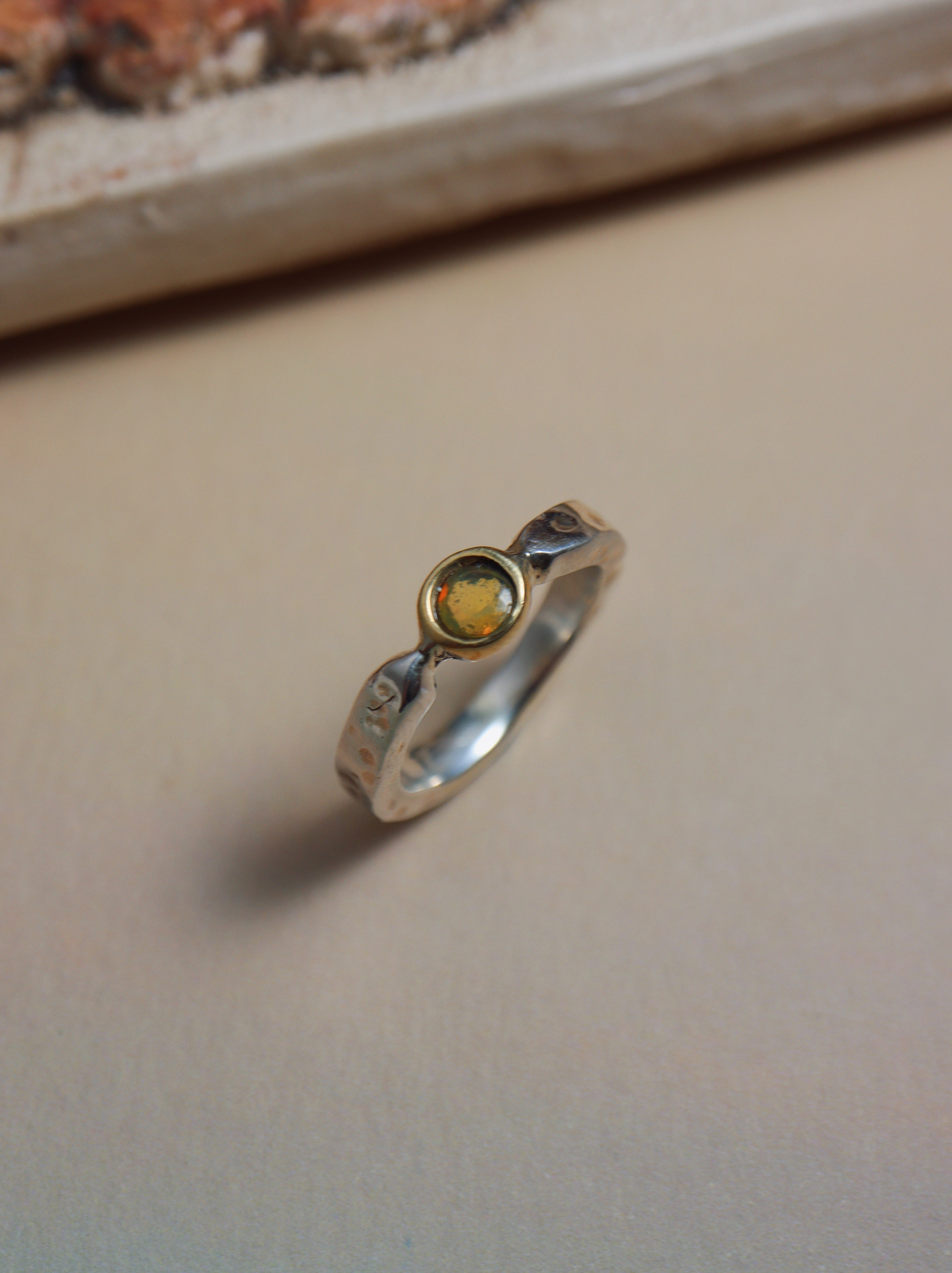 Opal Sterling Silver mix tone ring